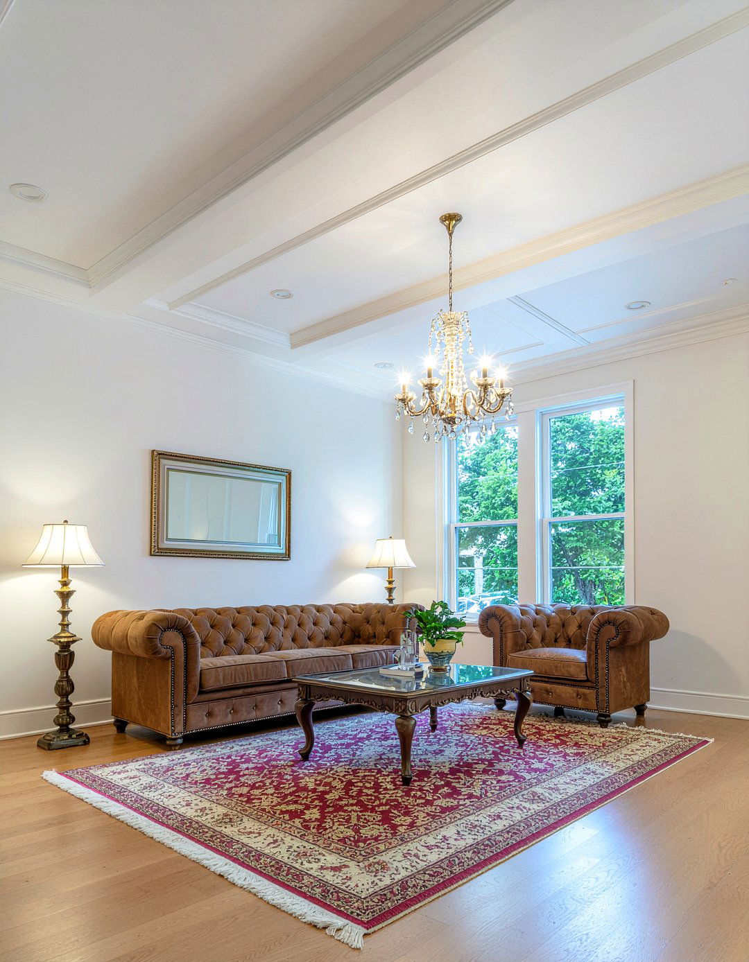 Living room with coffered ceiling - 30 traditional living room ideas