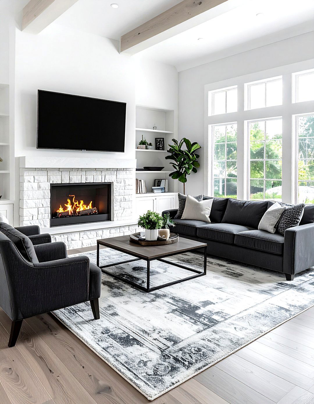 Living room with fireplace and tv layout - 30 living room furniture layout