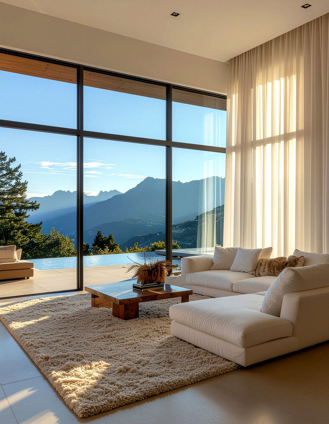 Living room with floor to ceiling windows - 30 living room furniture arrangement ideas