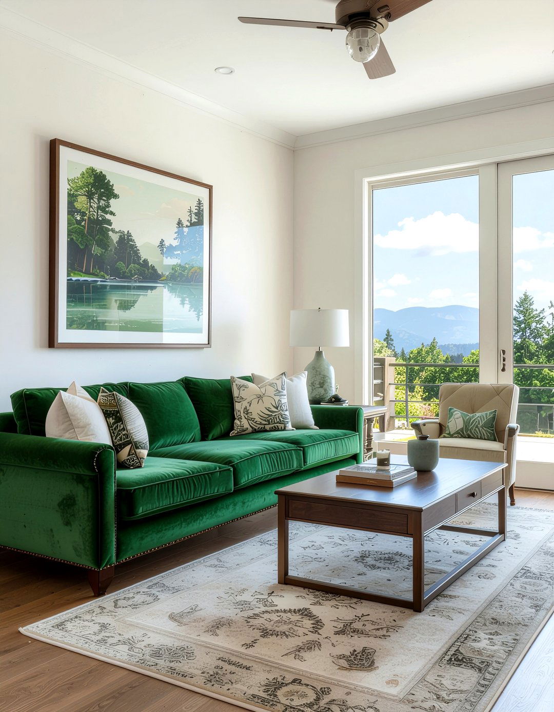 Living room with landscape art - 30 traditional living room ideas