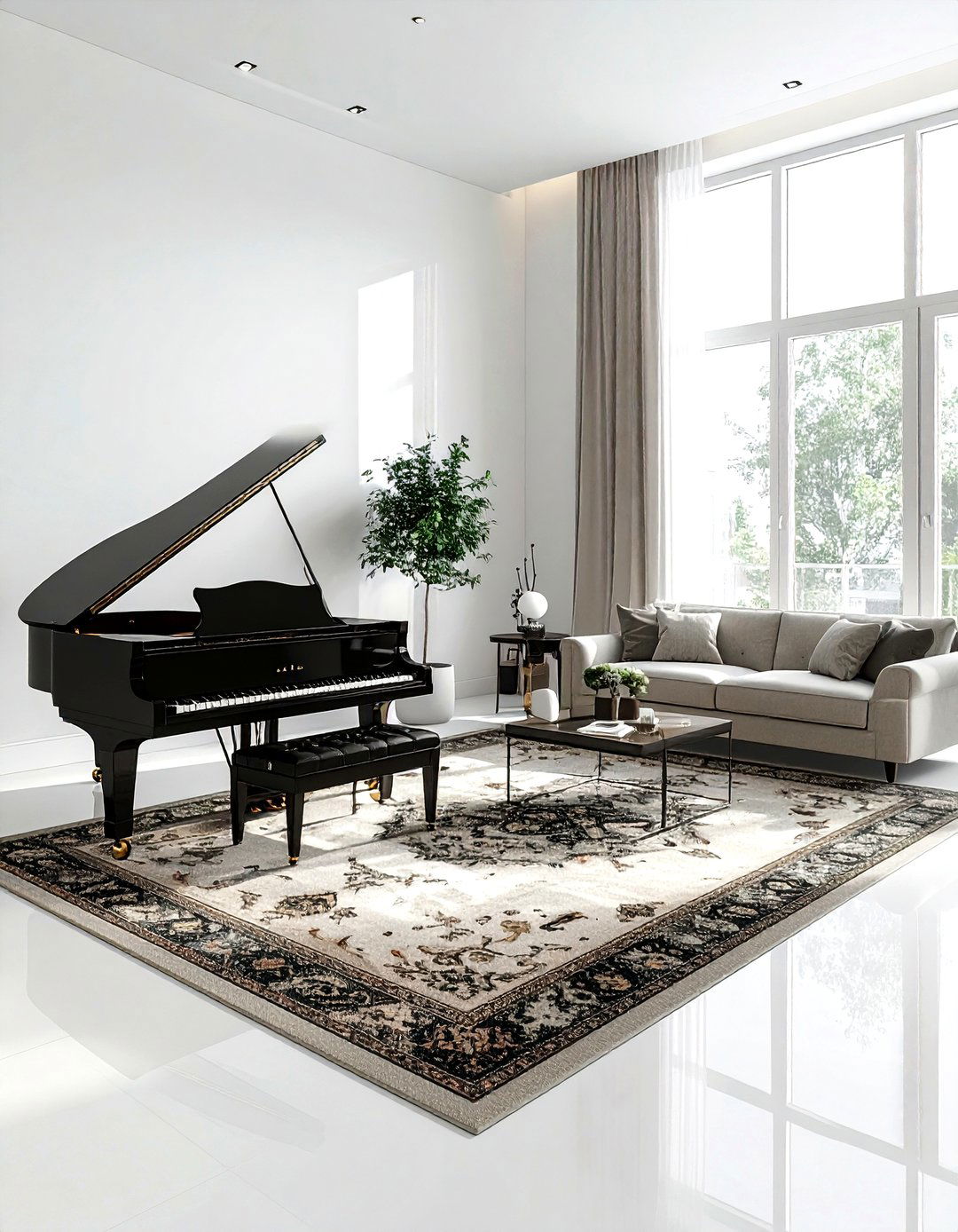 Living room with piano furniture arrangement - 30 living room furniture placement