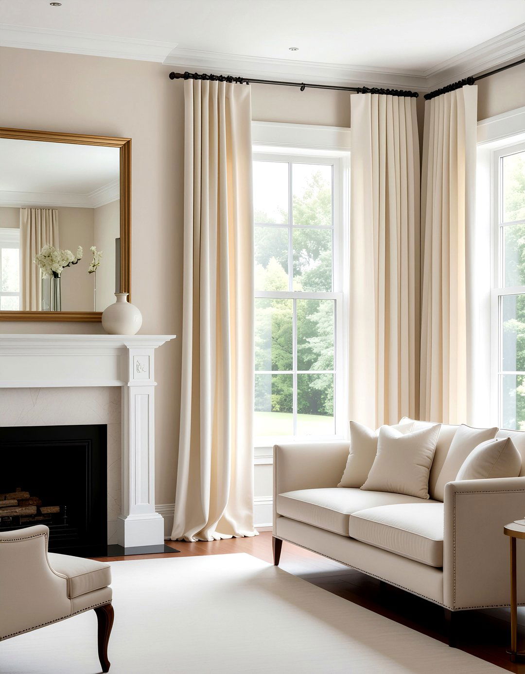 Living room with pleated curtains - 30 traditional living room ideas