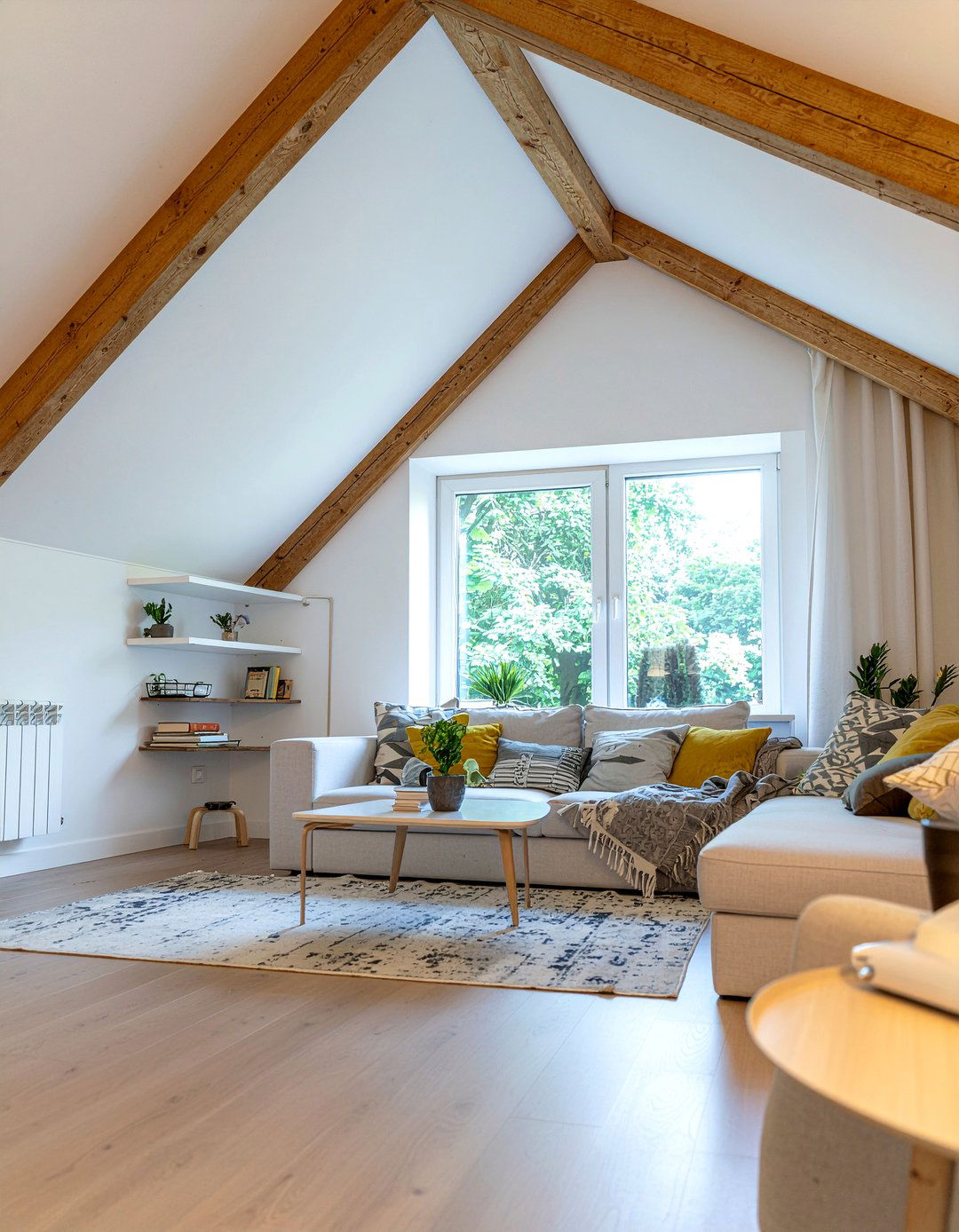 Living room with slanted ceiling attic - 30 oddly shaped living room ideas