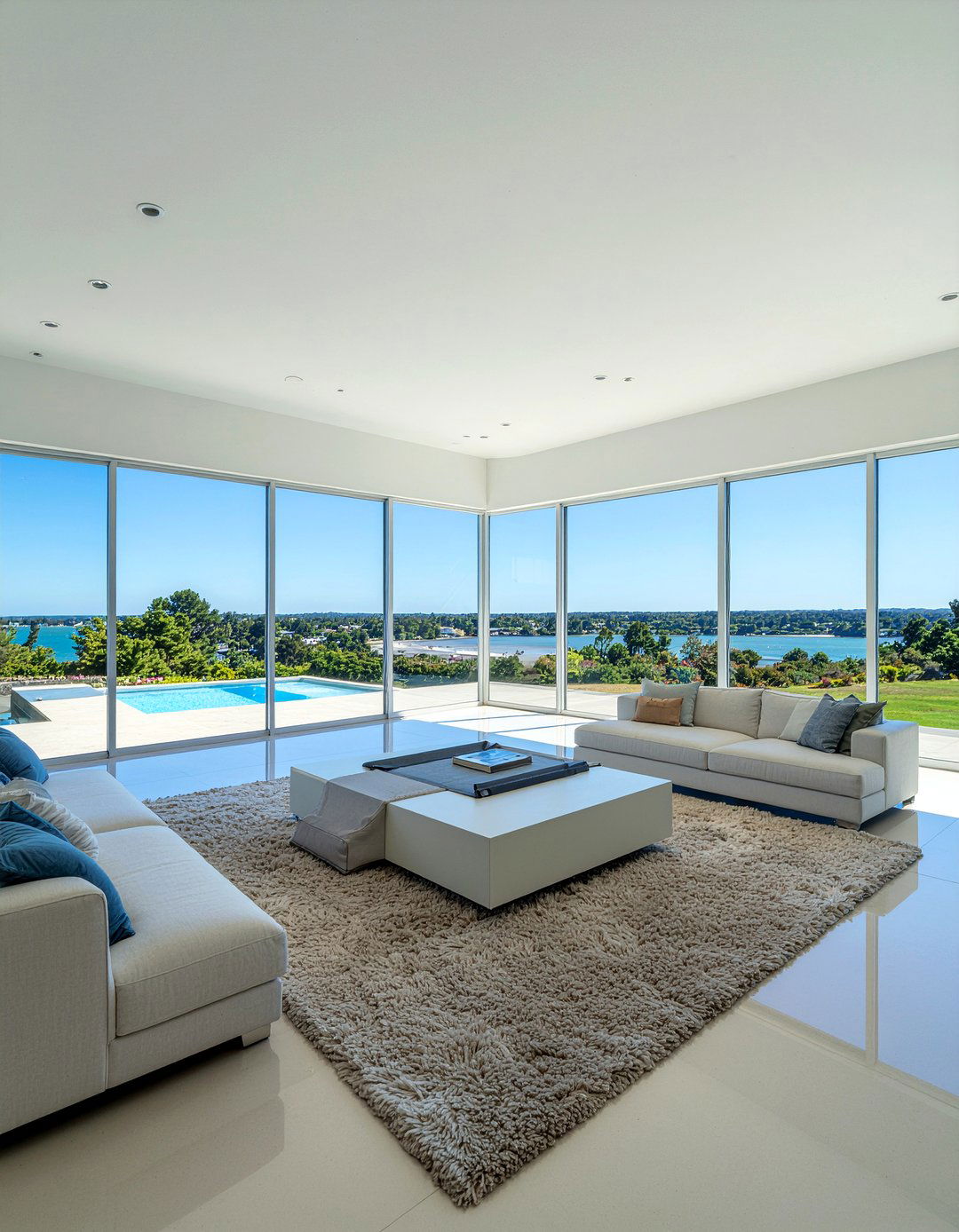 Living room with wrap around windows - 30 oddly shaped living room ideas