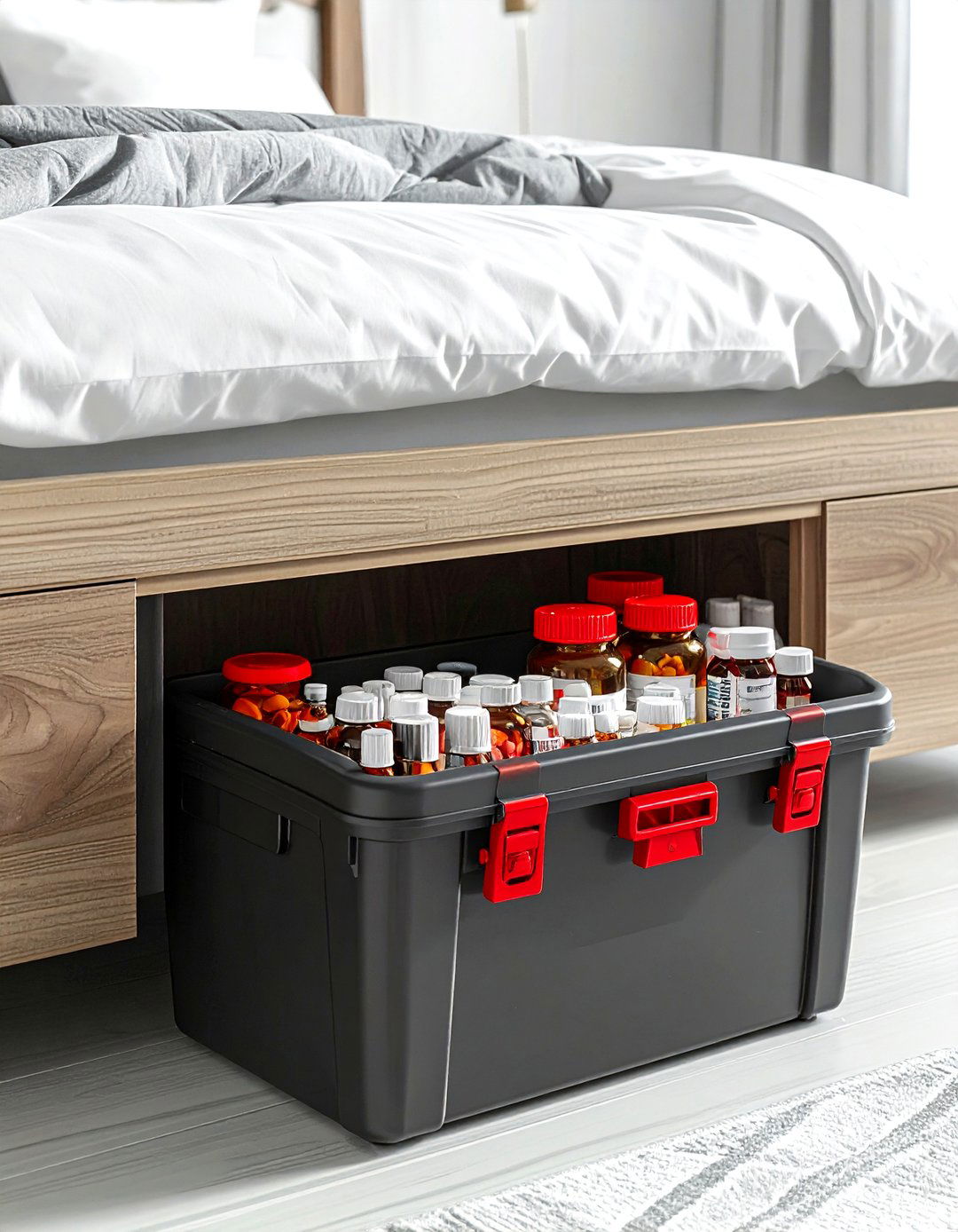 Locking Storage Bin - 30 bathroom under bed storage ideas