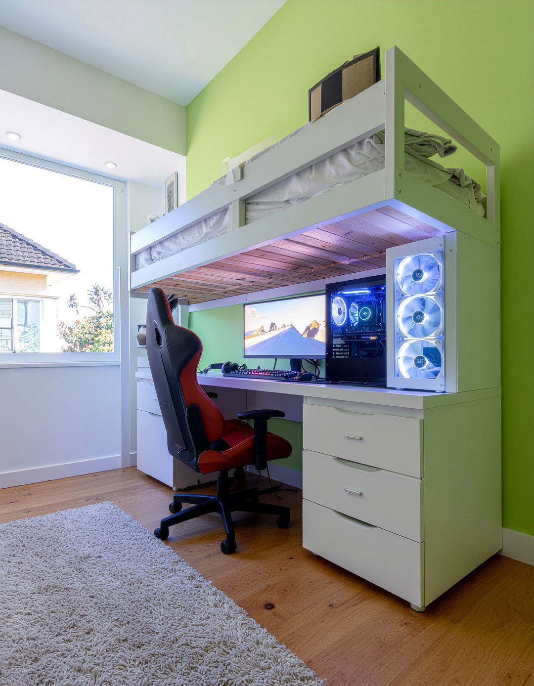 Loft Bed Gaming Nook - 30 esports bedroom ideas