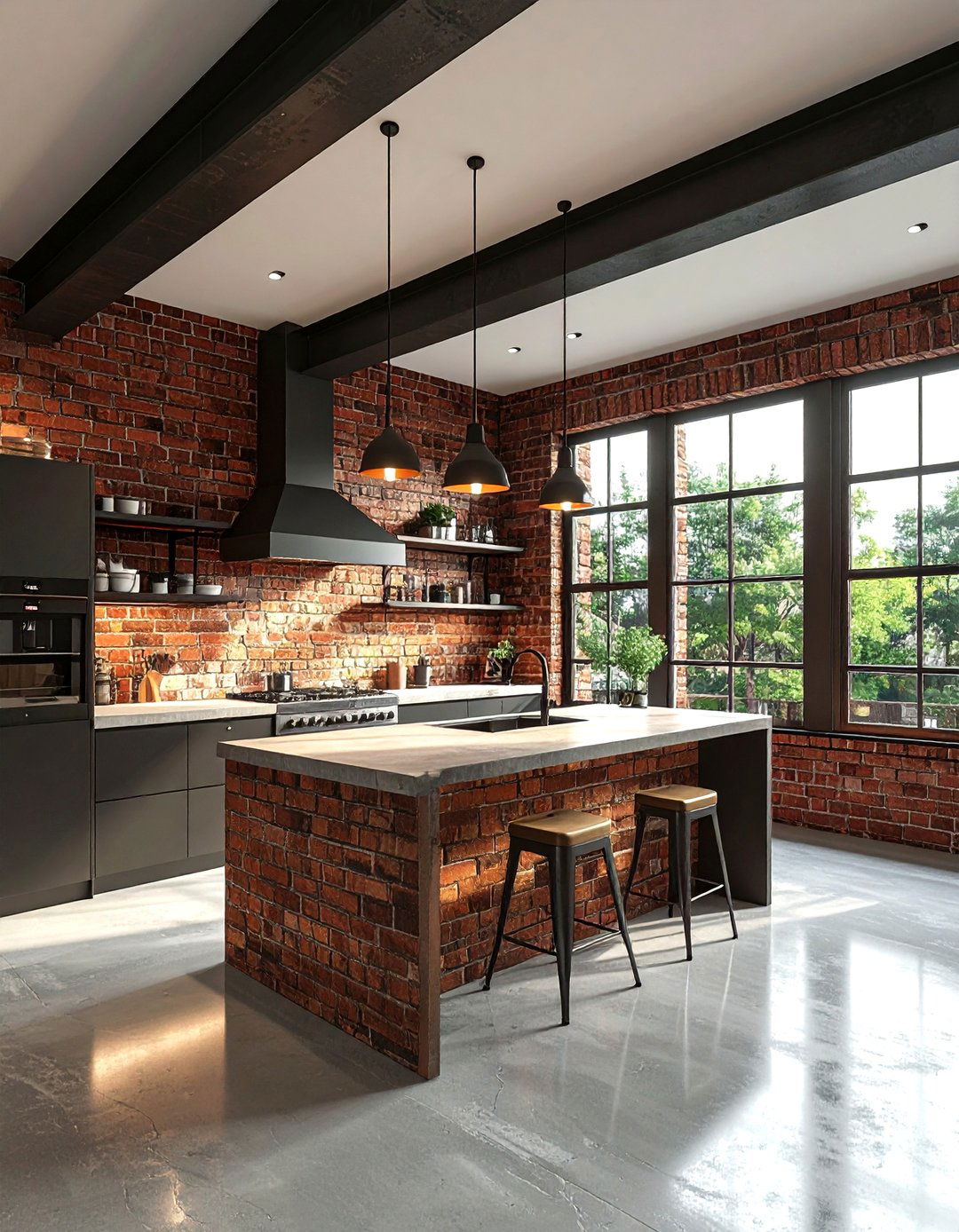 Loft Style Brick Kitchen - 30 brick kitchen ideas