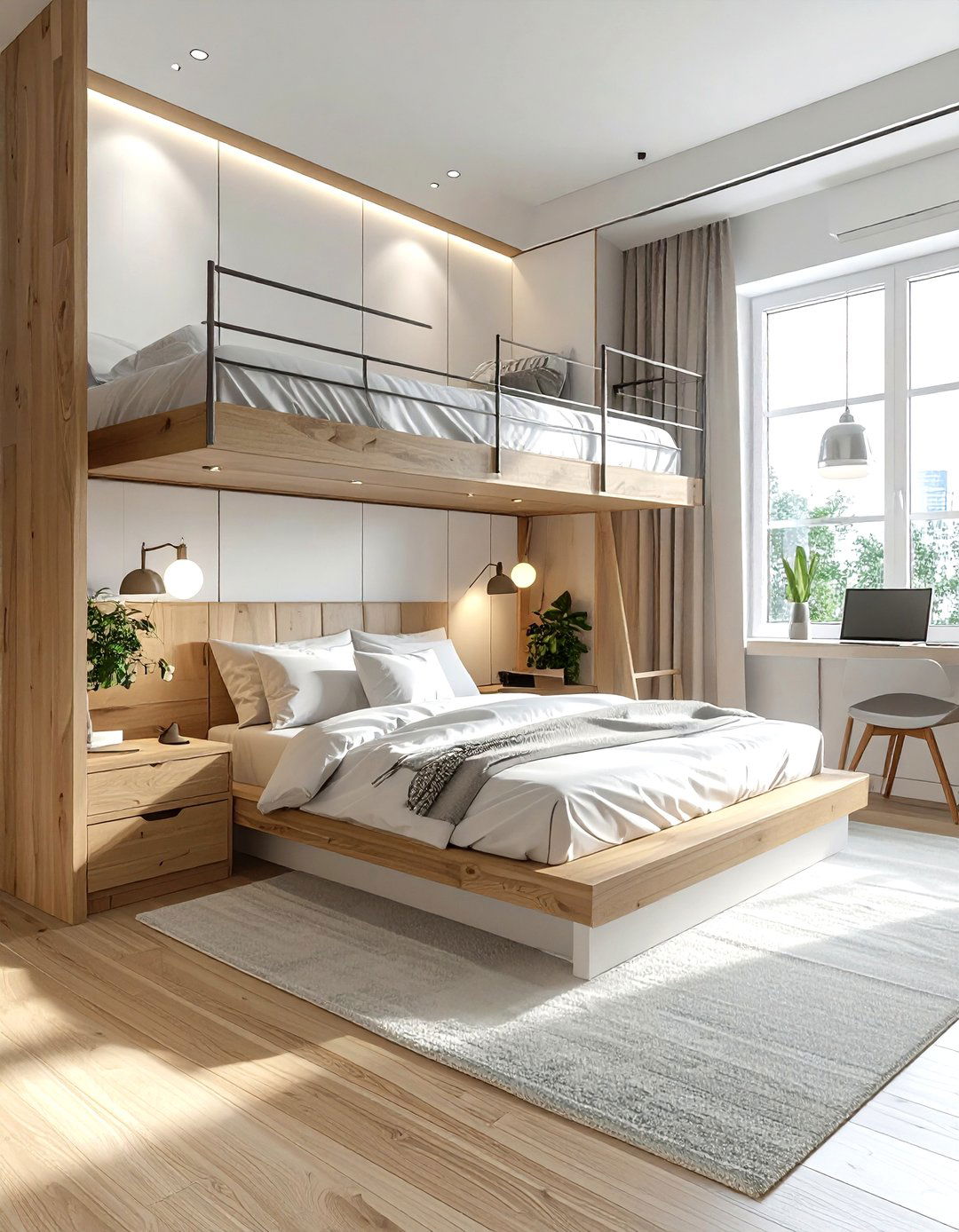 Loft bed with desk - 30 bedroom creative storage ideas