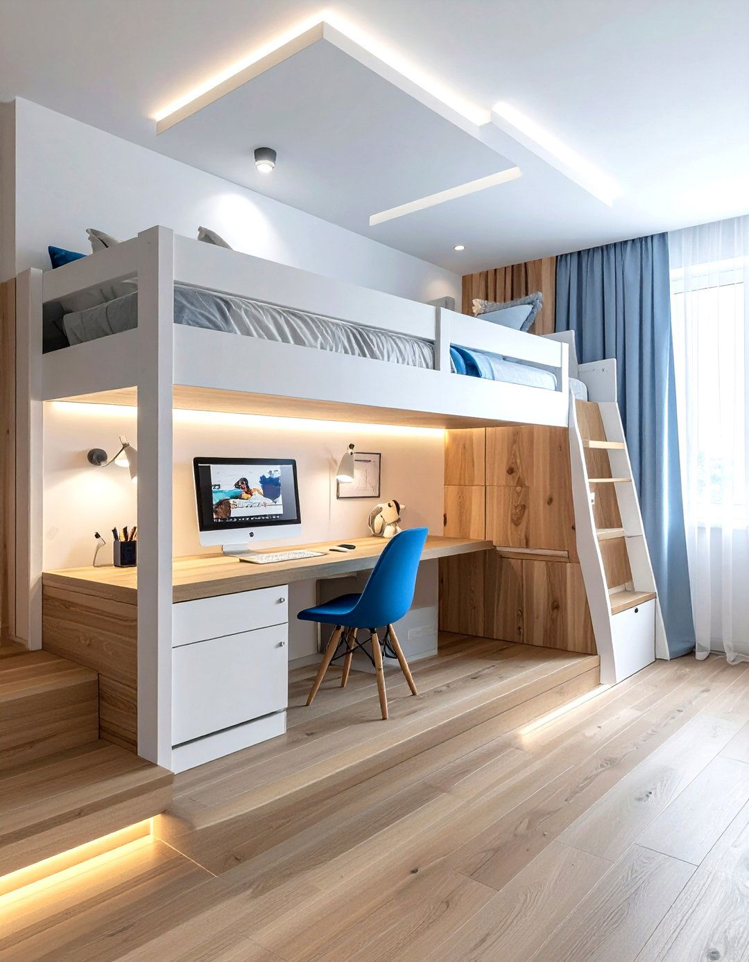 Loft bed with desk - 30 children's room decor ideas