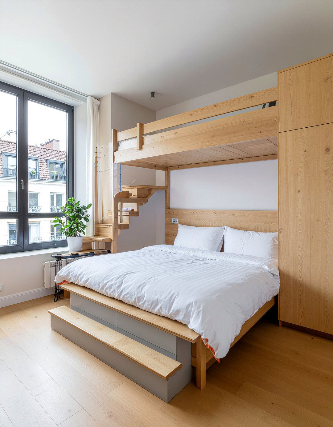 Loft bed with stairs - 30 high ceiling bedroom ideas