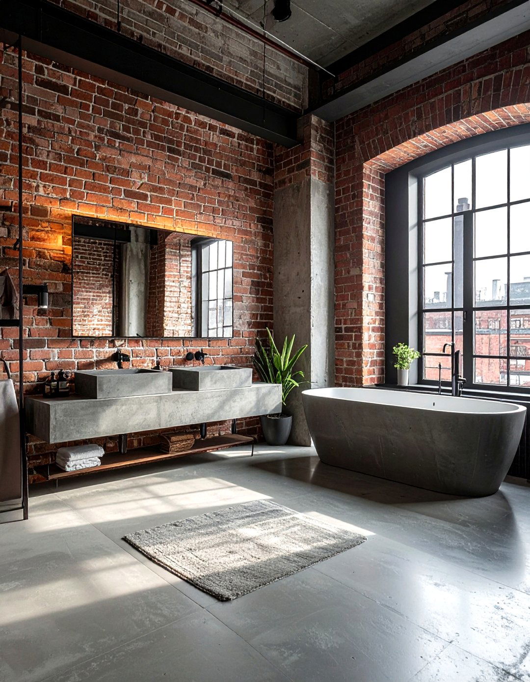 Loft style brick bathroom - 30 brick accent wall bathroom ideas