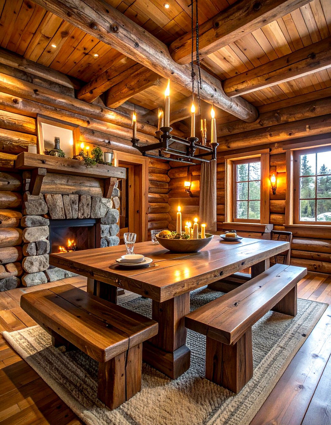 Log Cabin Dining Room - 30 forest dining room ideas