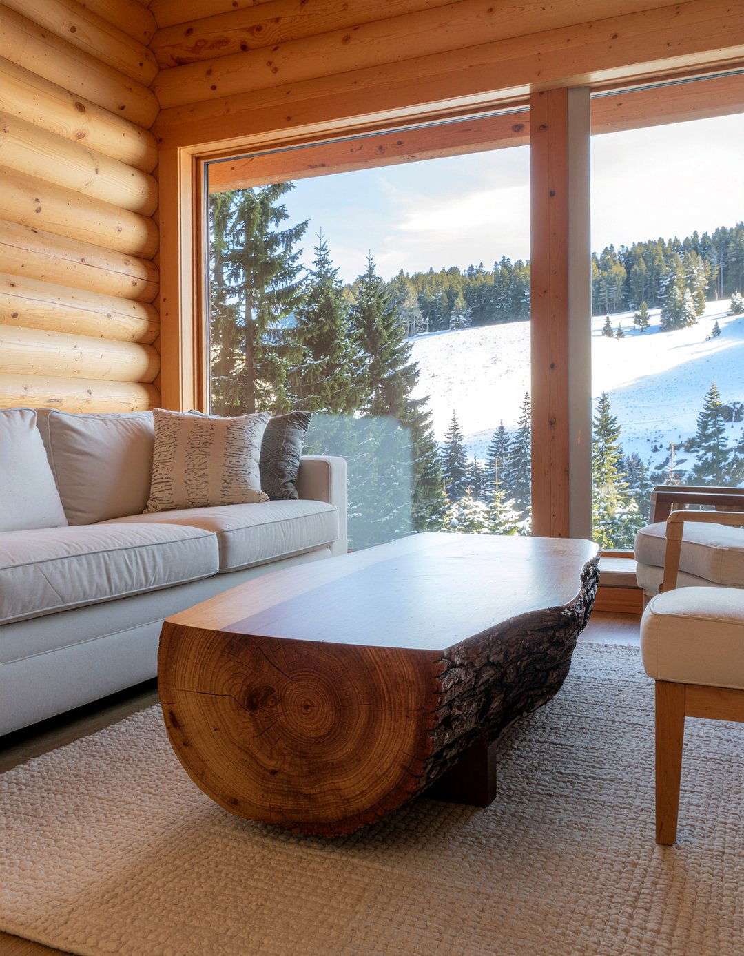 Log Cabin Side Table - 30 living room mountain furniture ideas