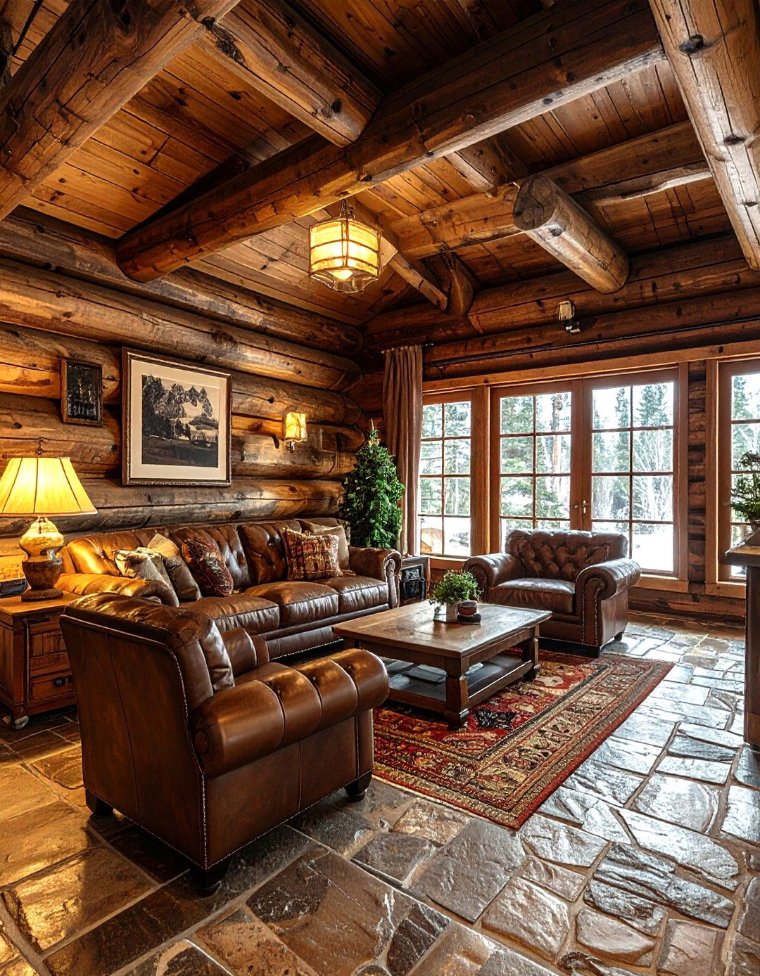 Log Cabin Style Interior - 30 ski chalet living room ideas