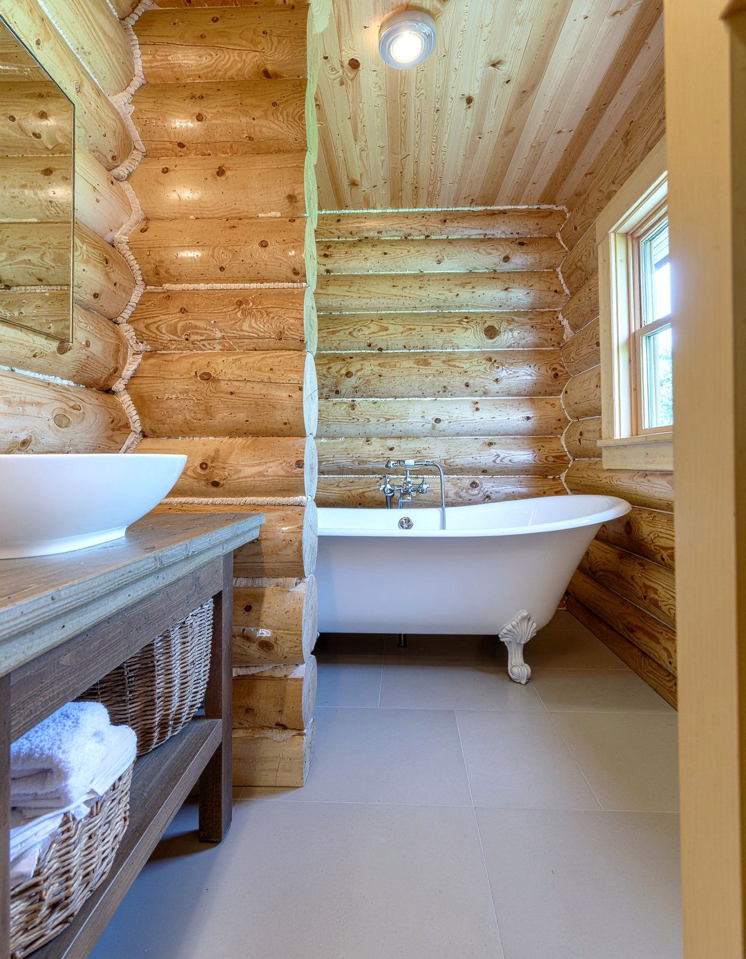 Log cabin bathroom - 30 mountain bathroom ideas