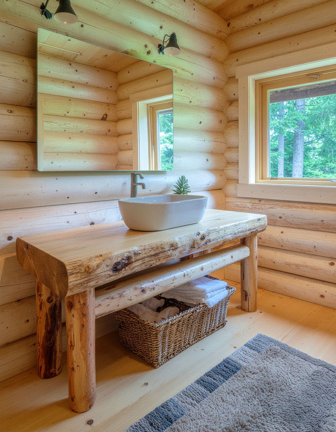 Log cabin vanity - 30 rustic bathroom vanity ideas