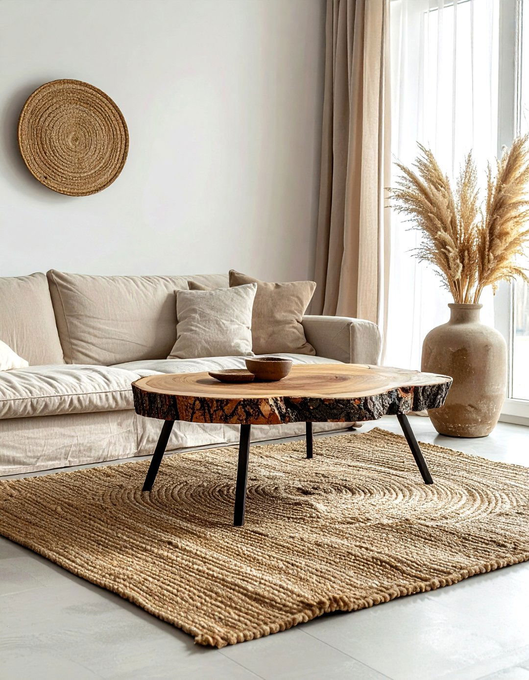Log slice coffee table - 30 forest decor ideas