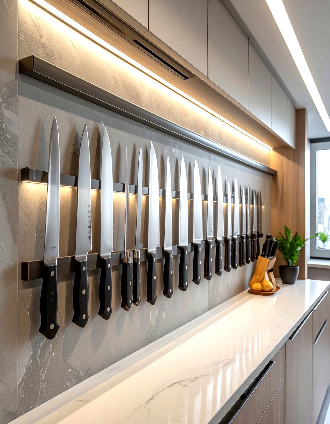 Long Magnetic Knife Strip For Large Chef Collection - 30 magnetic knife strip kitchen ideas