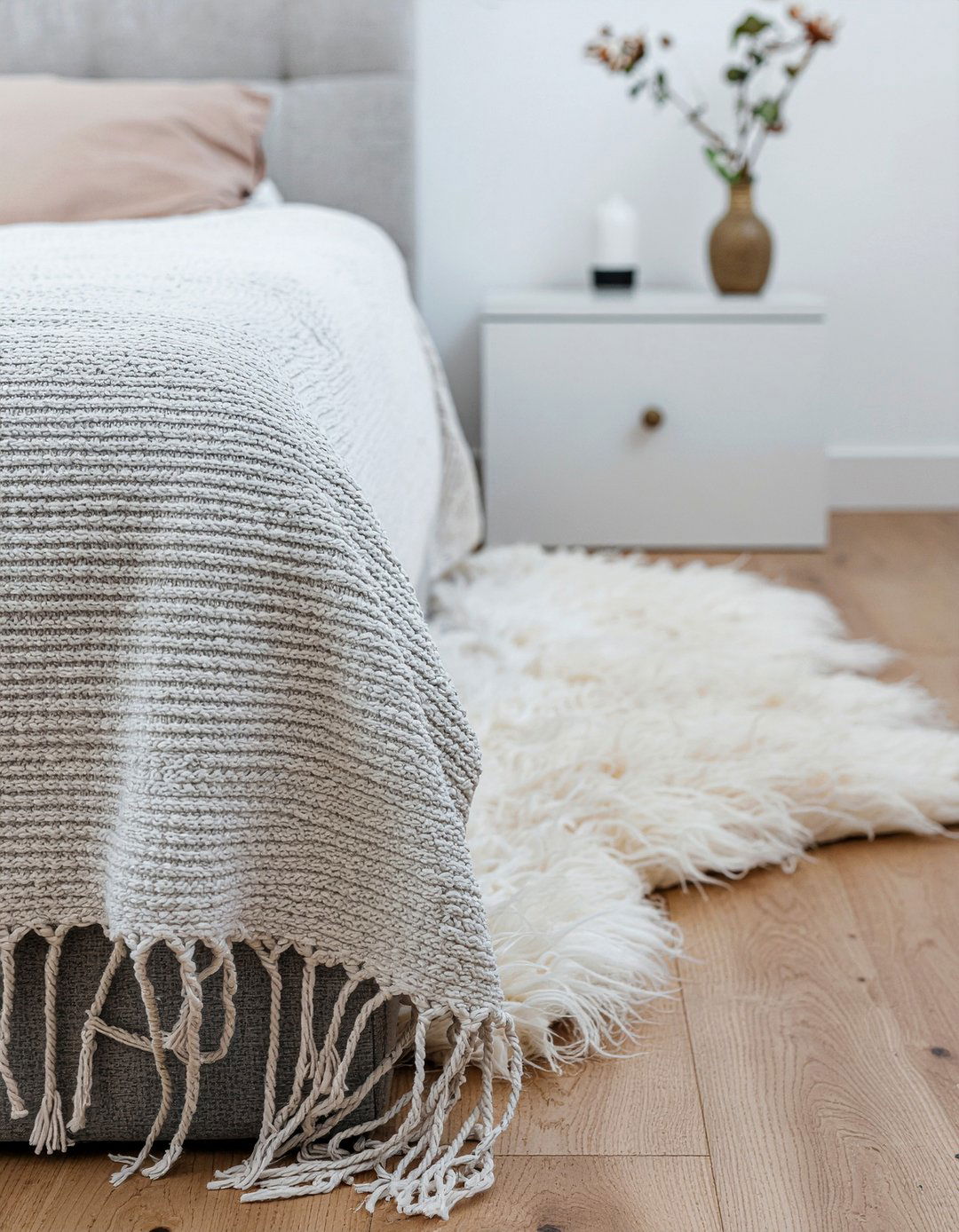 Long Pile Sheepskin - 30 sheepskin bedroom ideas