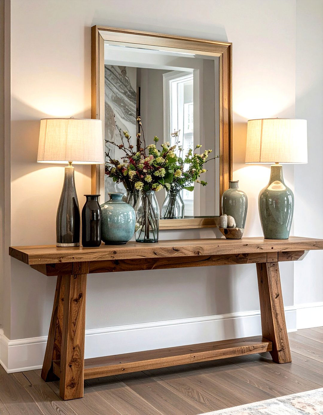 Long console table styling - 30 console table decor ideas
