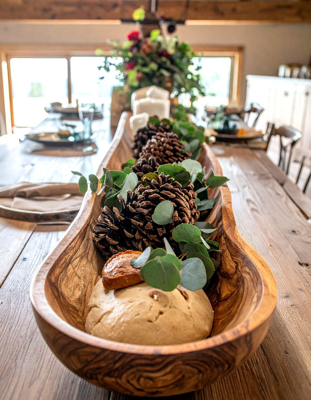 Long dough bowl - 30 tray centerpiece dining ideas