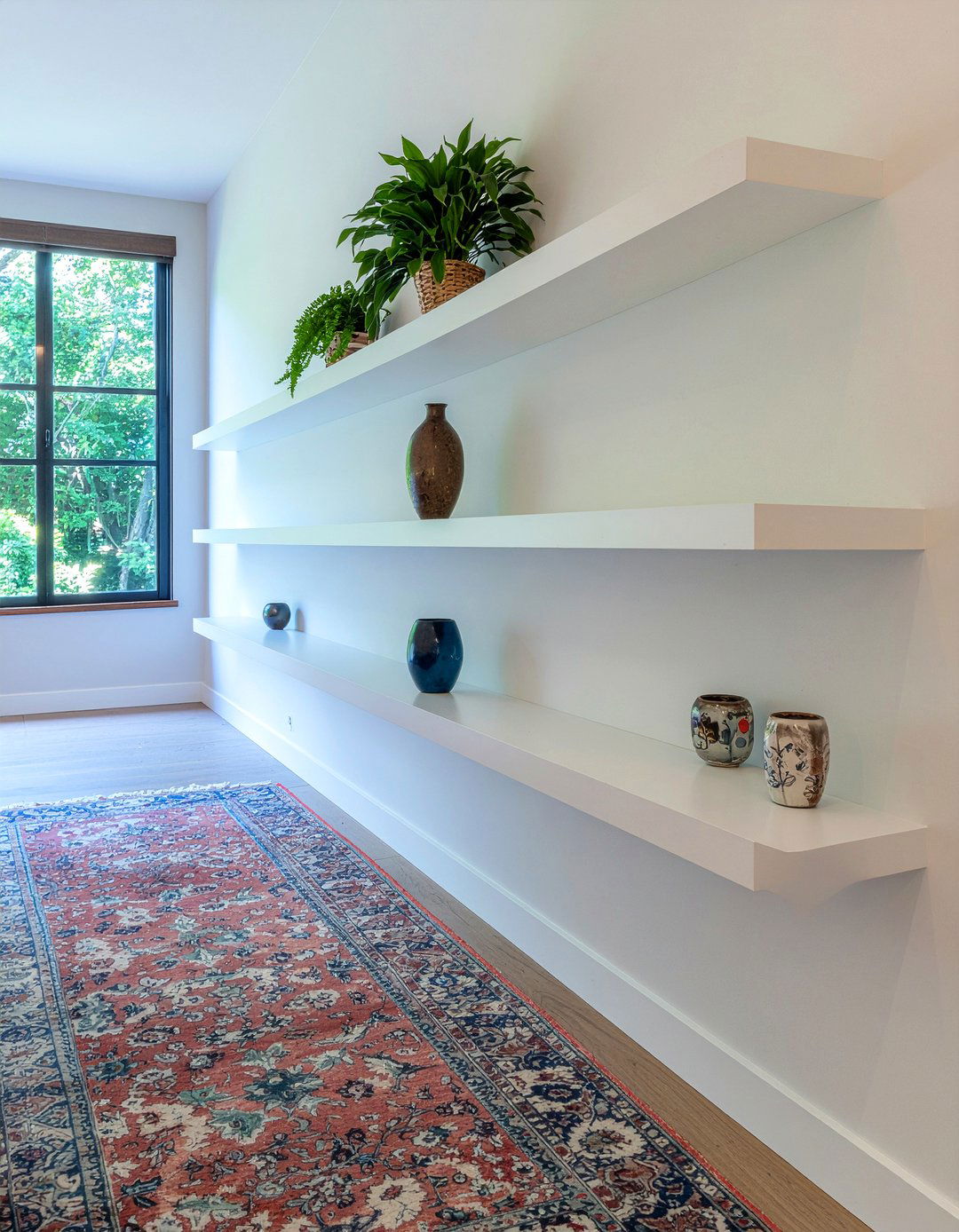 Long gallery floating shelves - 30 living room floating shelves