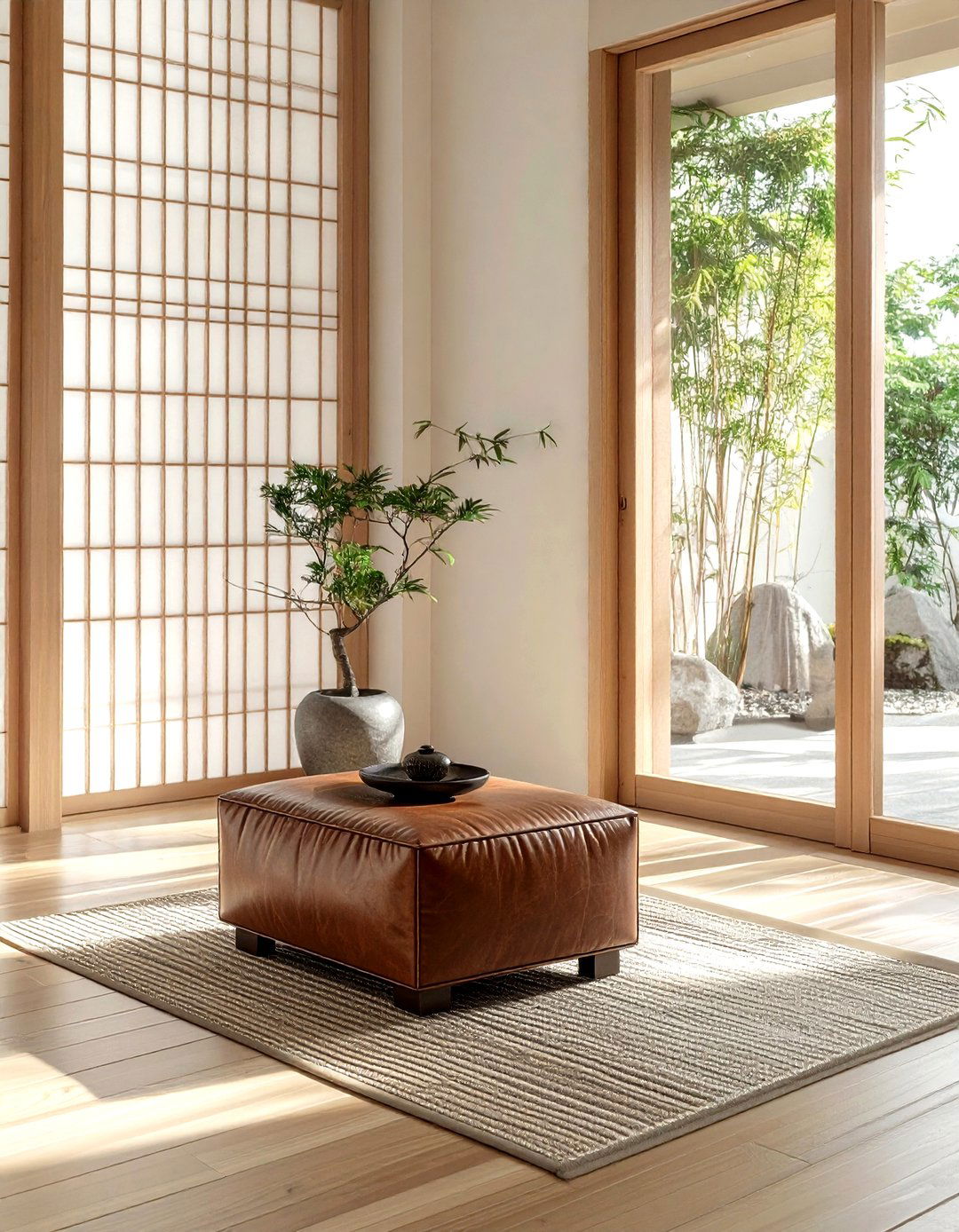 Low Profile Leather Ottoman - 30 living room leather ottoman ideas