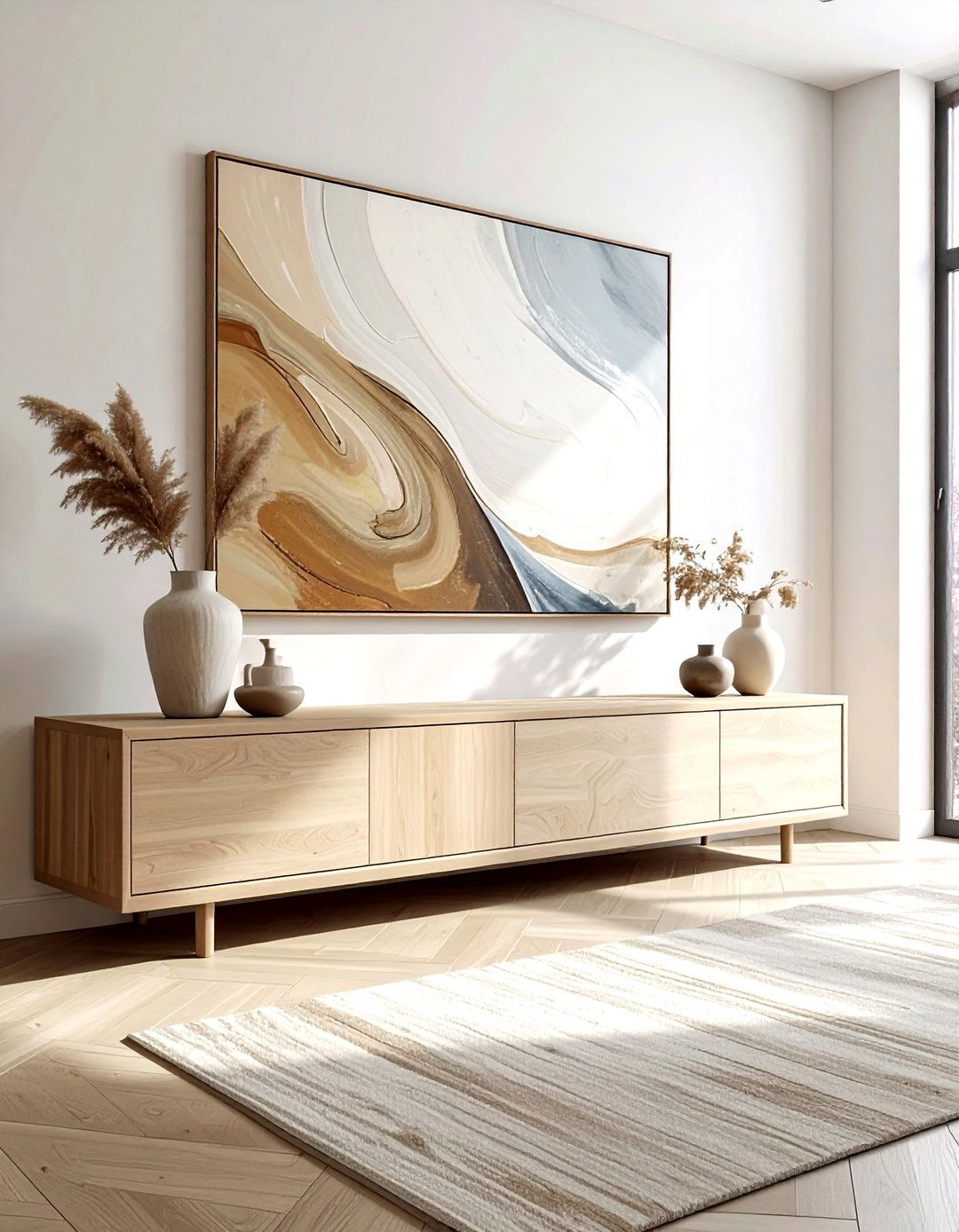 Low Profile Long Sideboard - 30 living room cabinet storage ideas