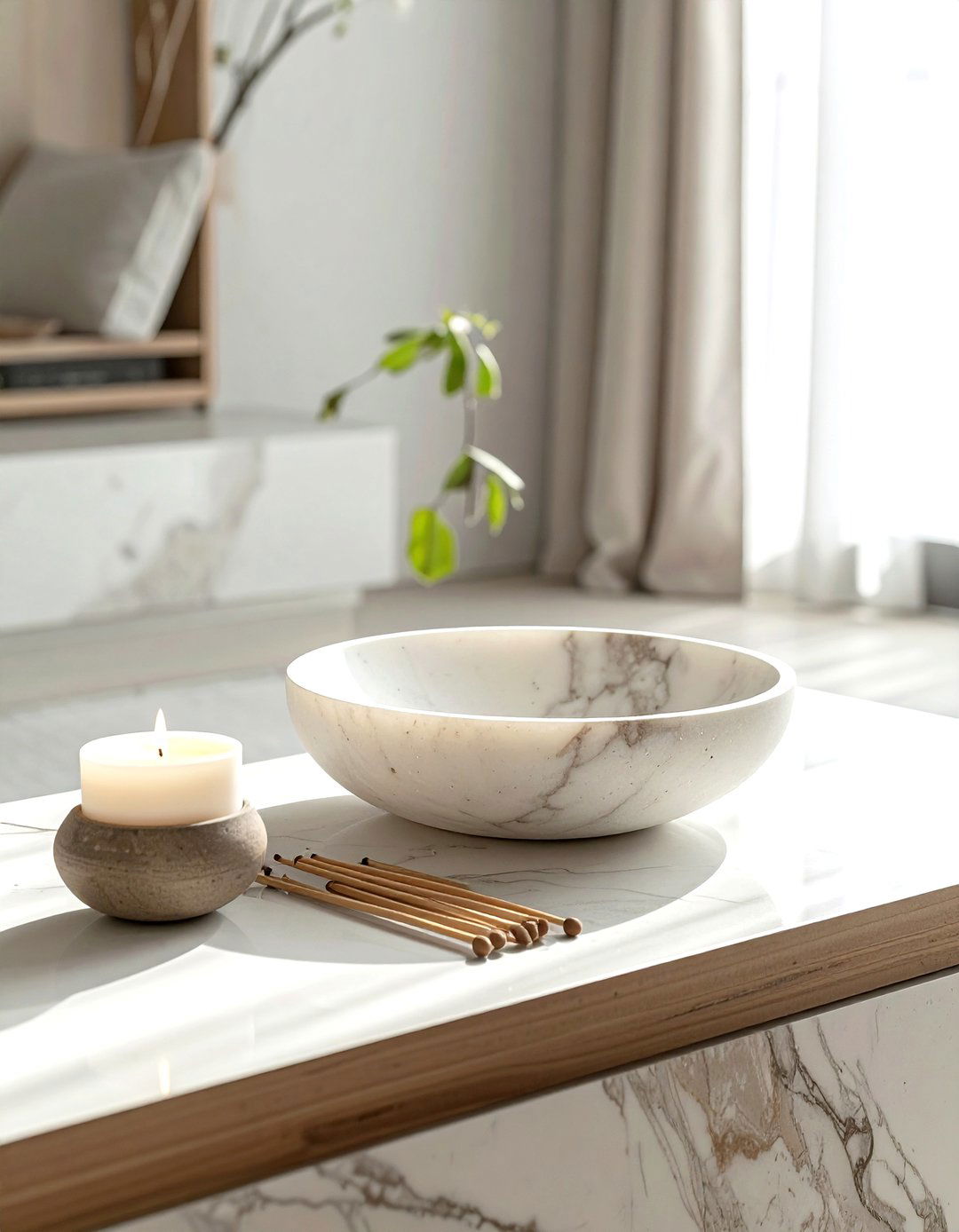 Low Profile Marble Tray Bowl - 30 coffee table bowl ideas