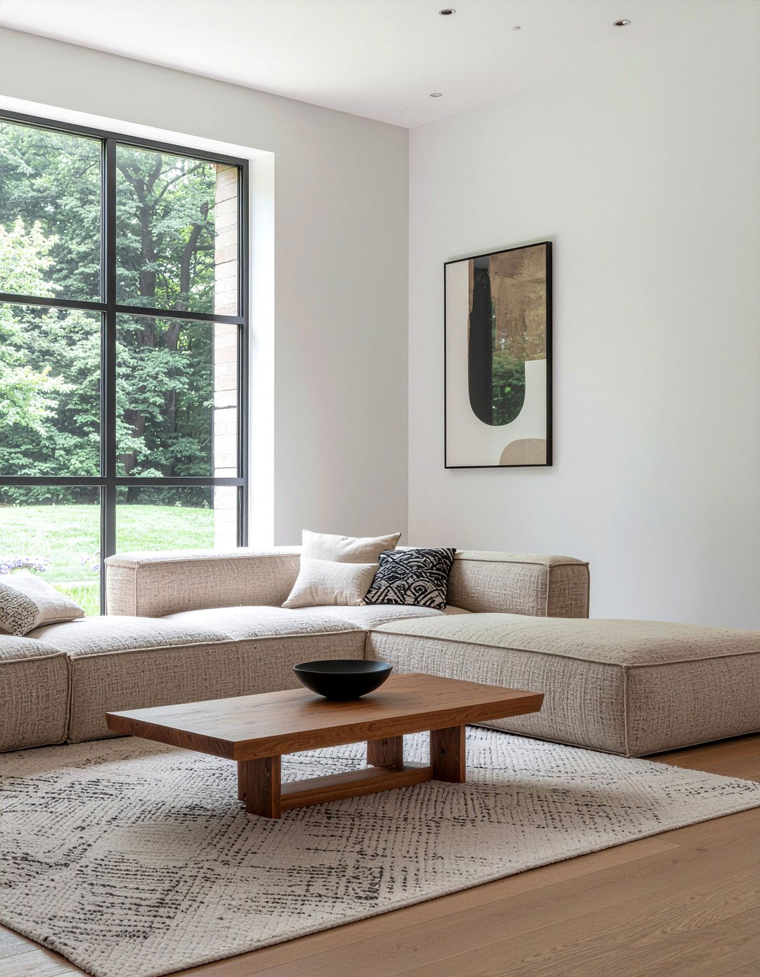 Low Profile Sectional - 30 warm minimalist living room ideas