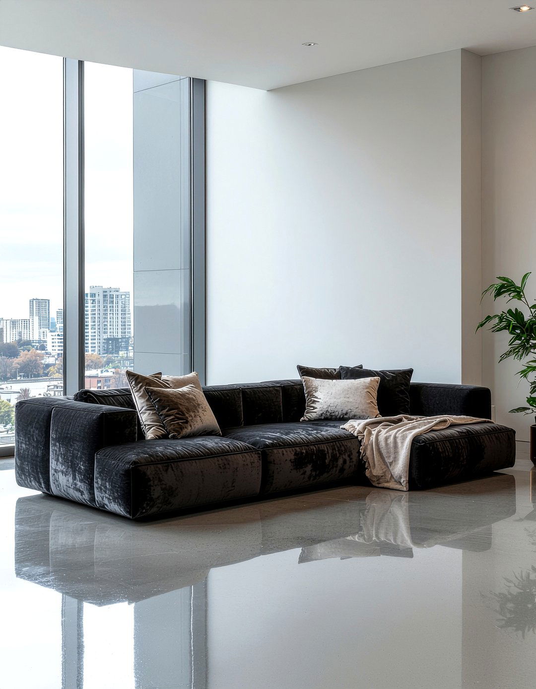 Low Profile Velvet Modular Sofa - 30 living room modular seating ideas