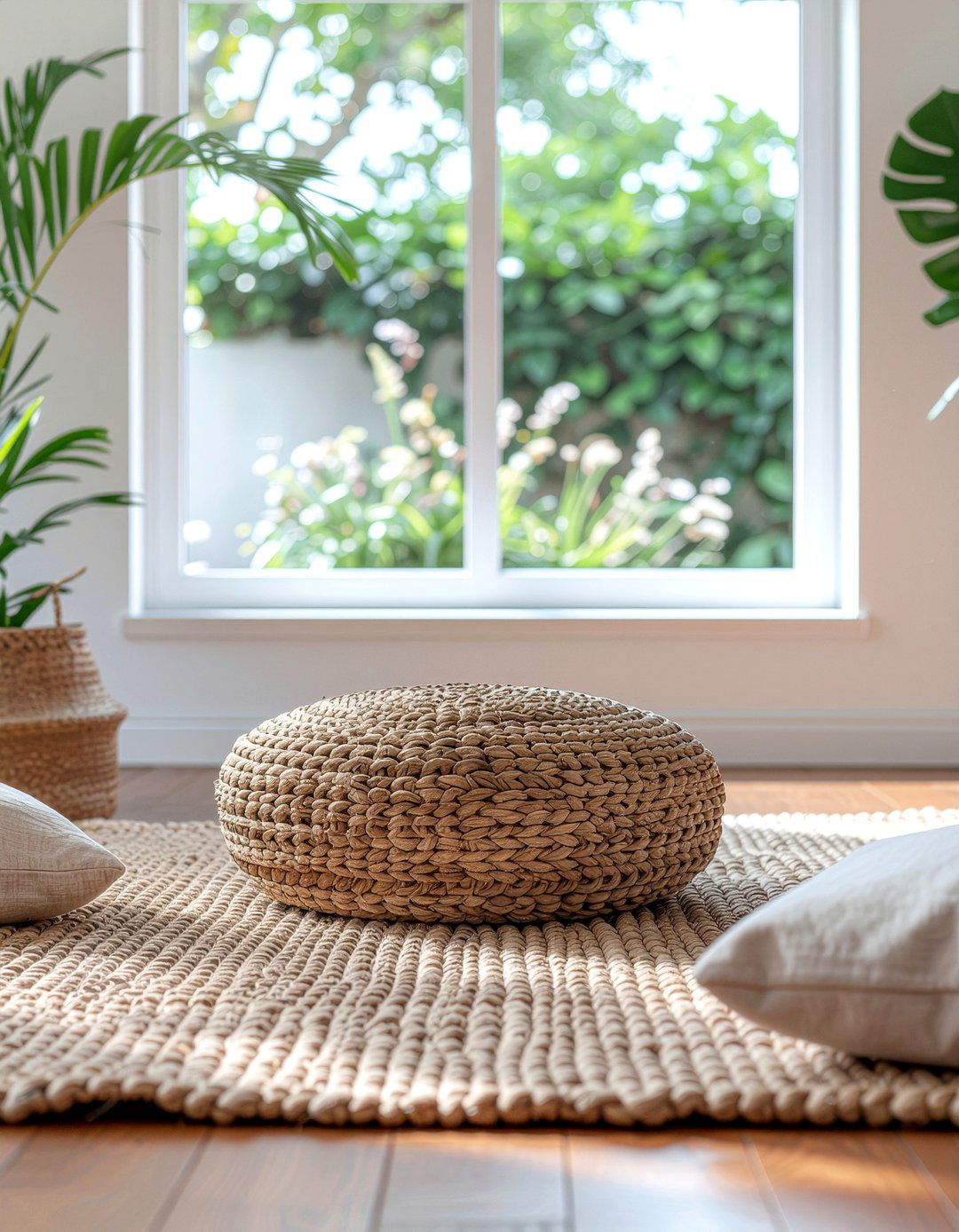 Low Profile Woven Ottoman - 30 living room woven ottoman ideas