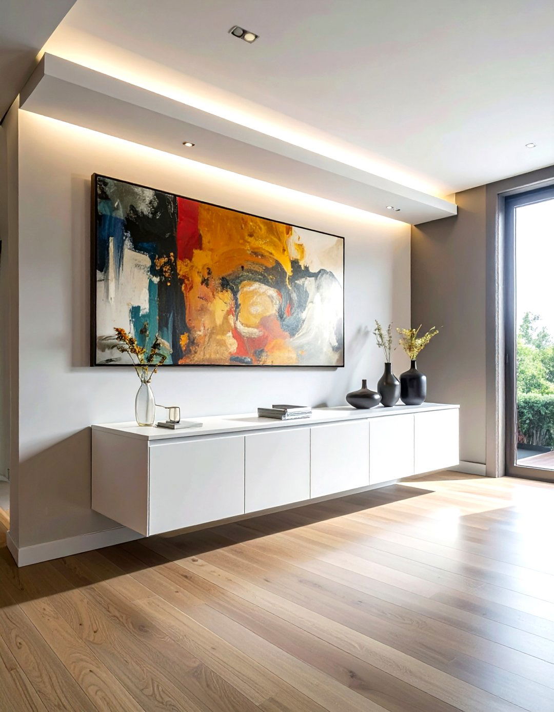 Low profile base cabinet - 30 living room built-in shelves