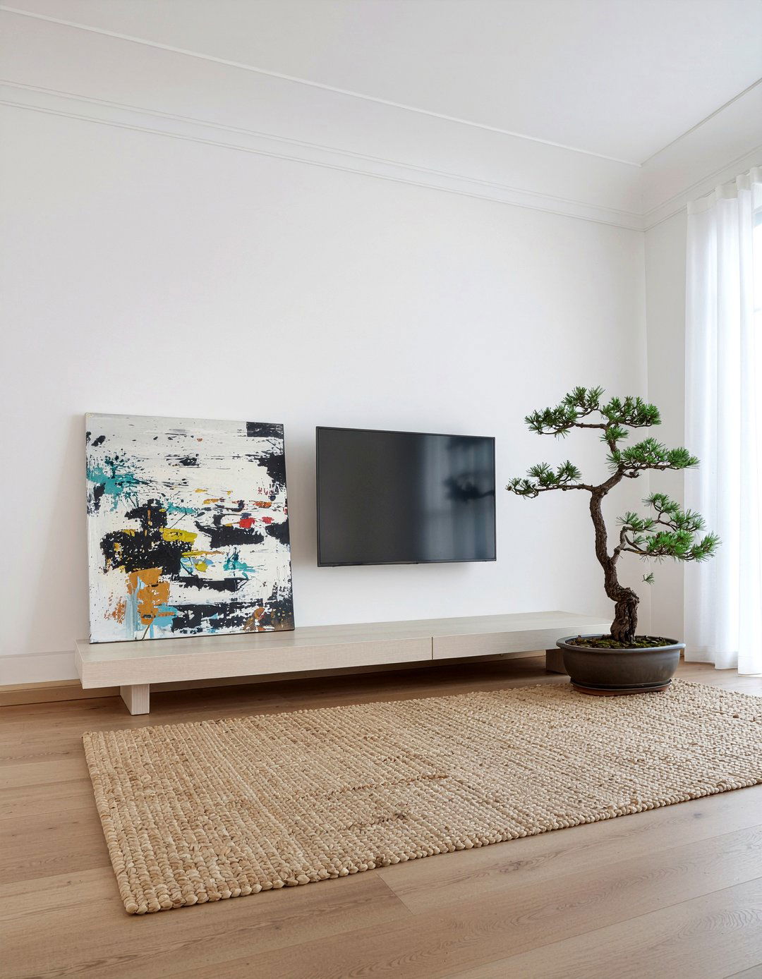 Low profile long tv bench - 30 living room tv console ideas