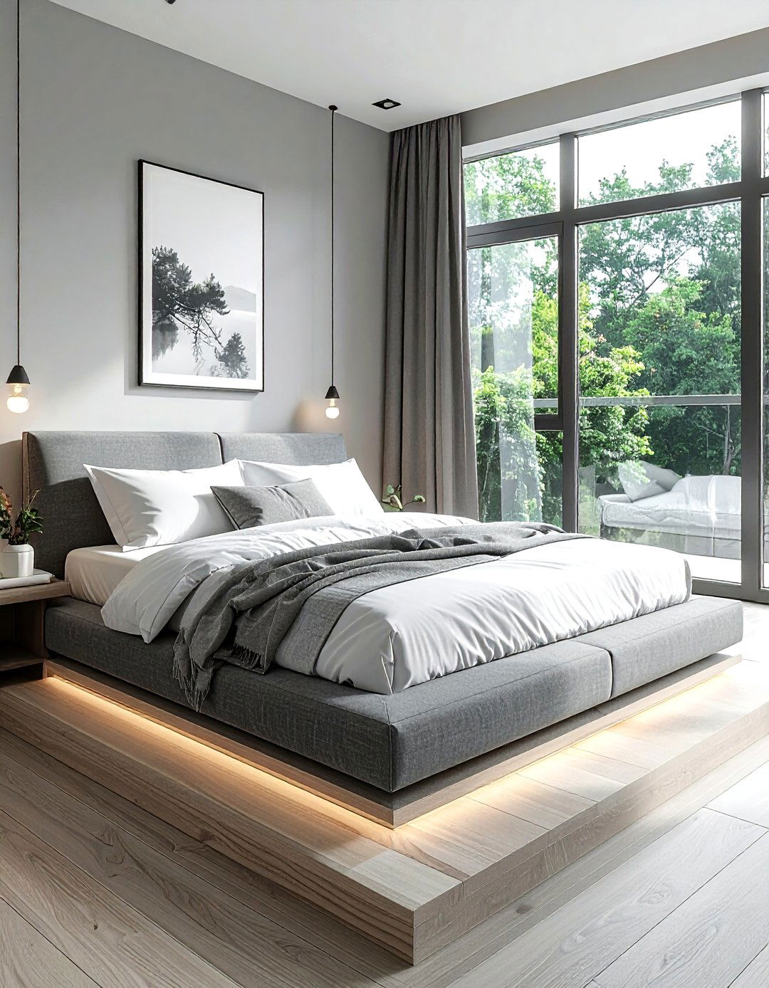 Low profile platform bed - 30 scandinavian grey bedroom ideas