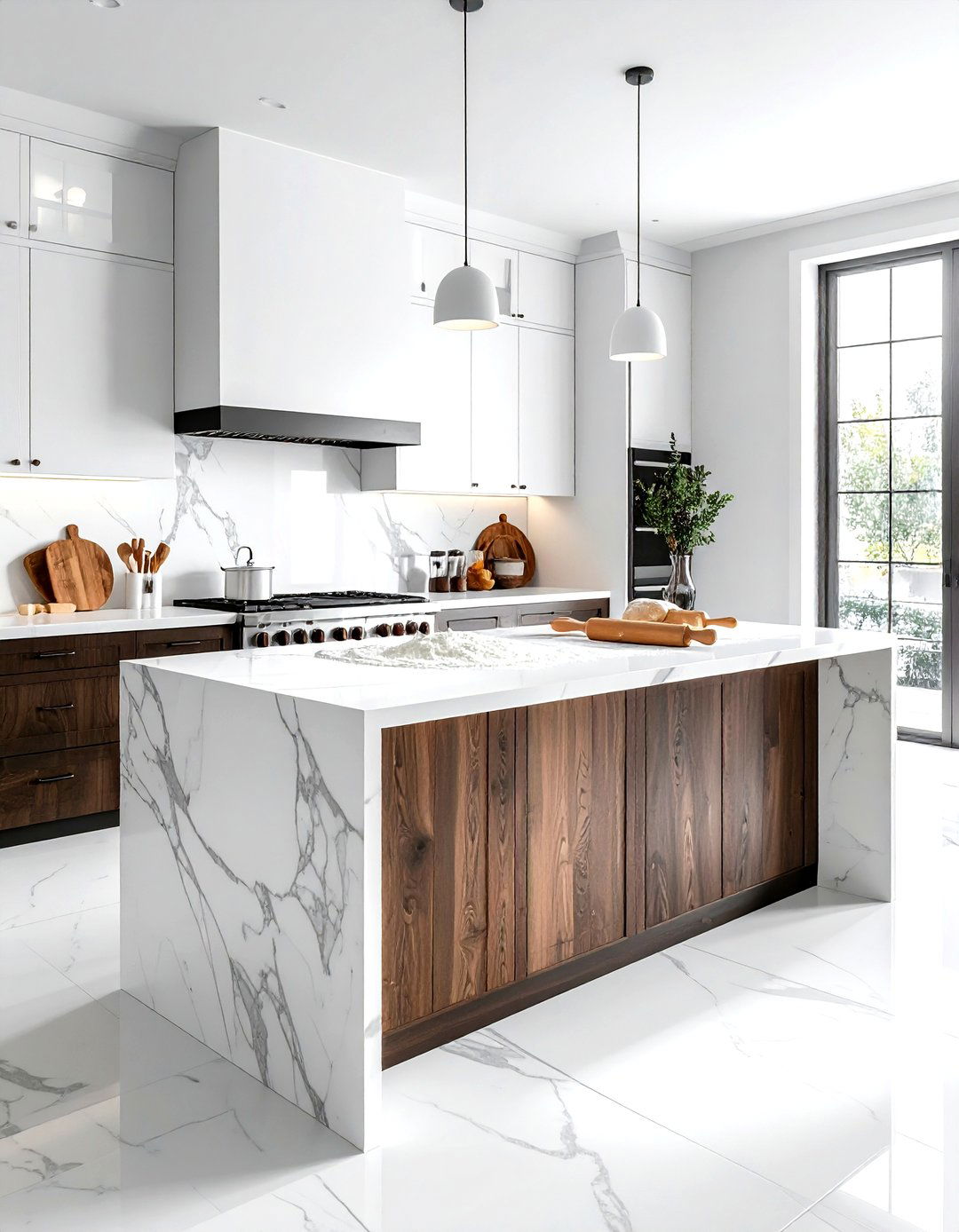 Lowered Marble Countertop Rolling Dough - 30 kitchen baking center ideas