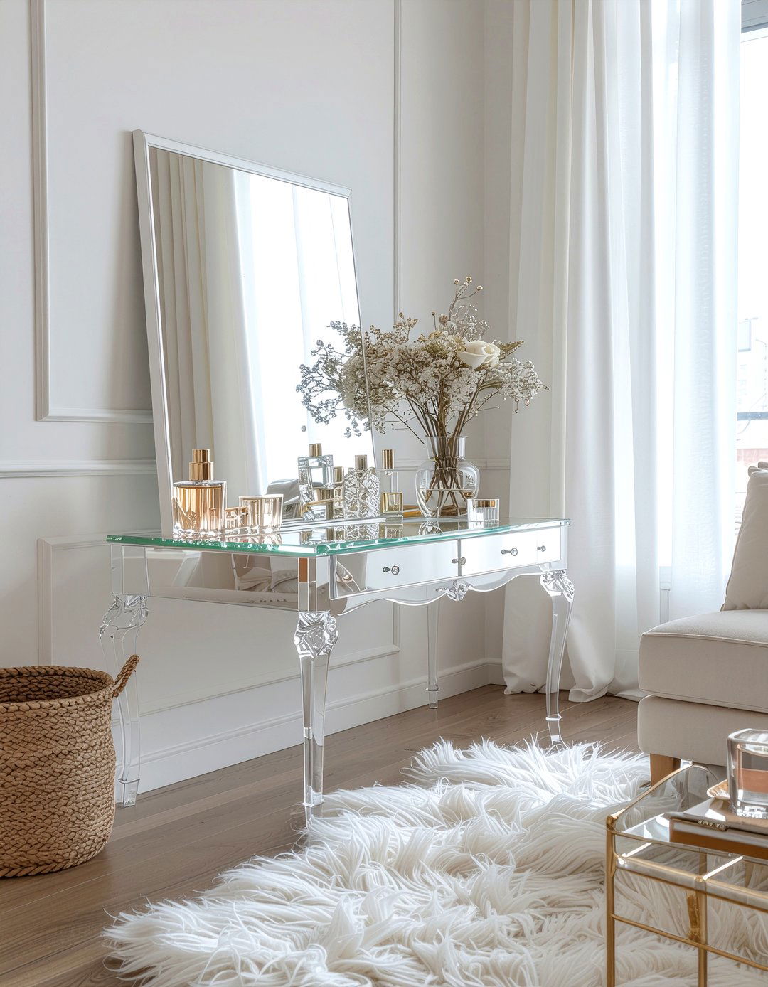 Lucite Vanity - 30 living room lucite furniture ideas