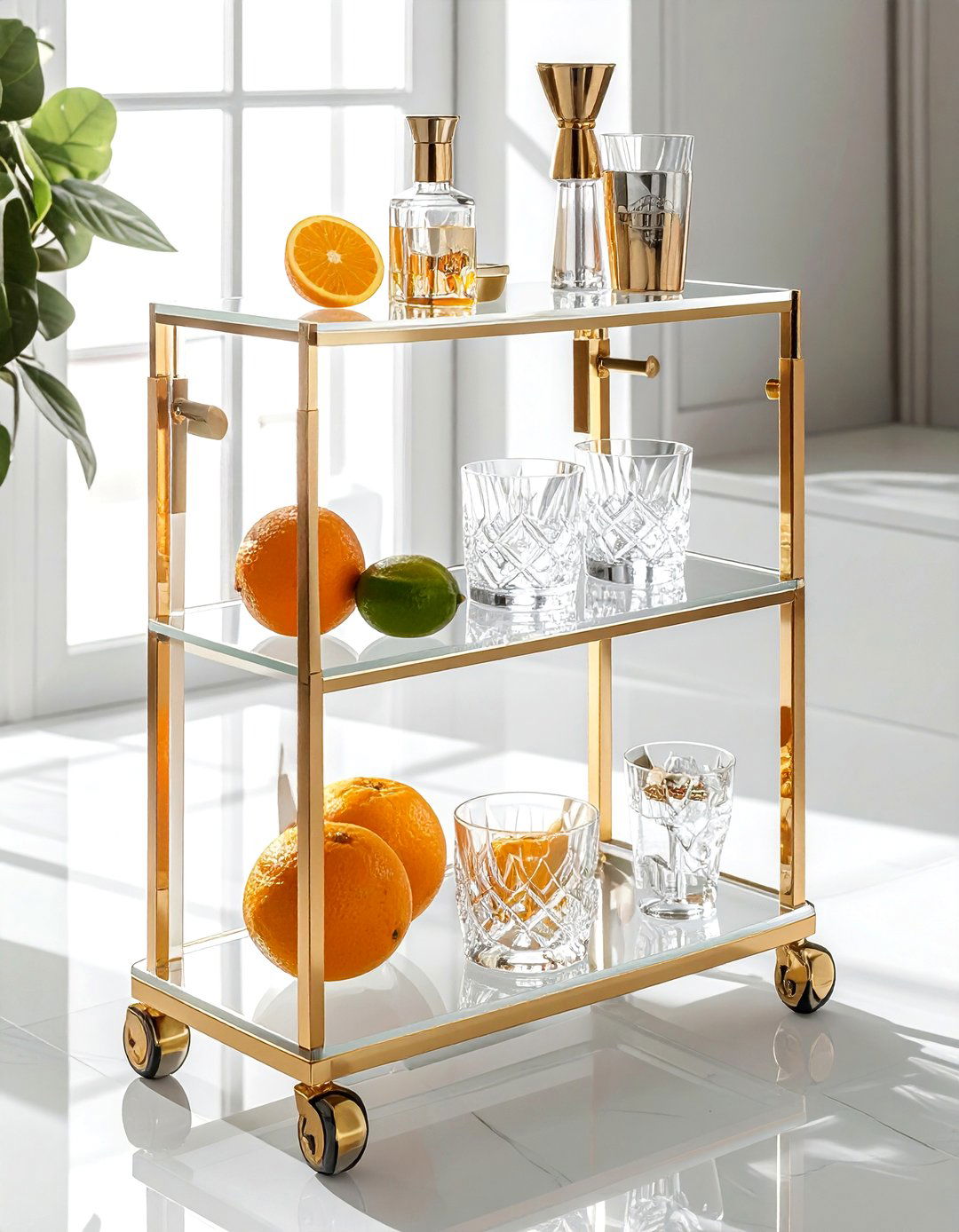 Lucite bar cart - 30 lucite decor ideas
