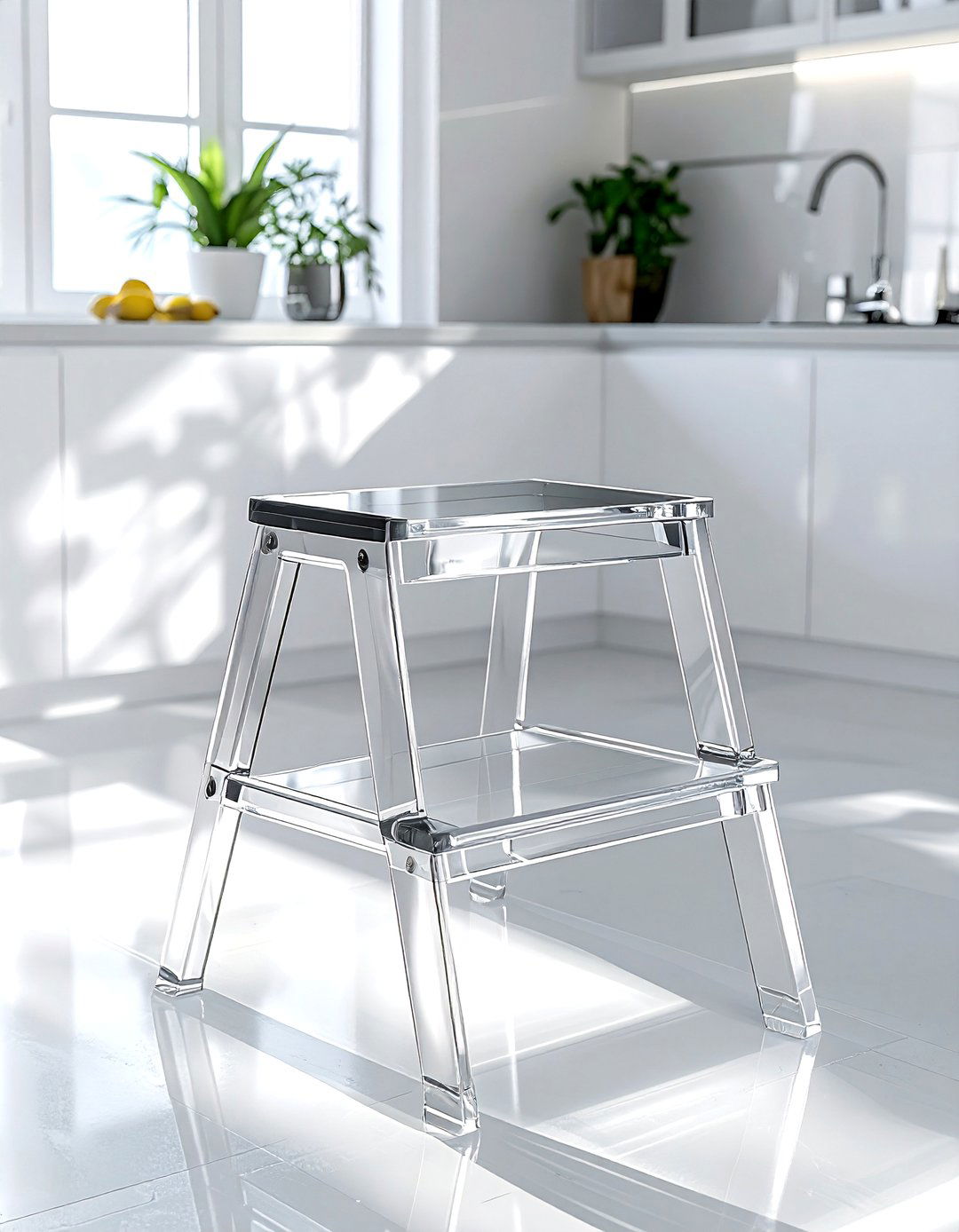 Lucite step stool - 30 lucite decor ideas
