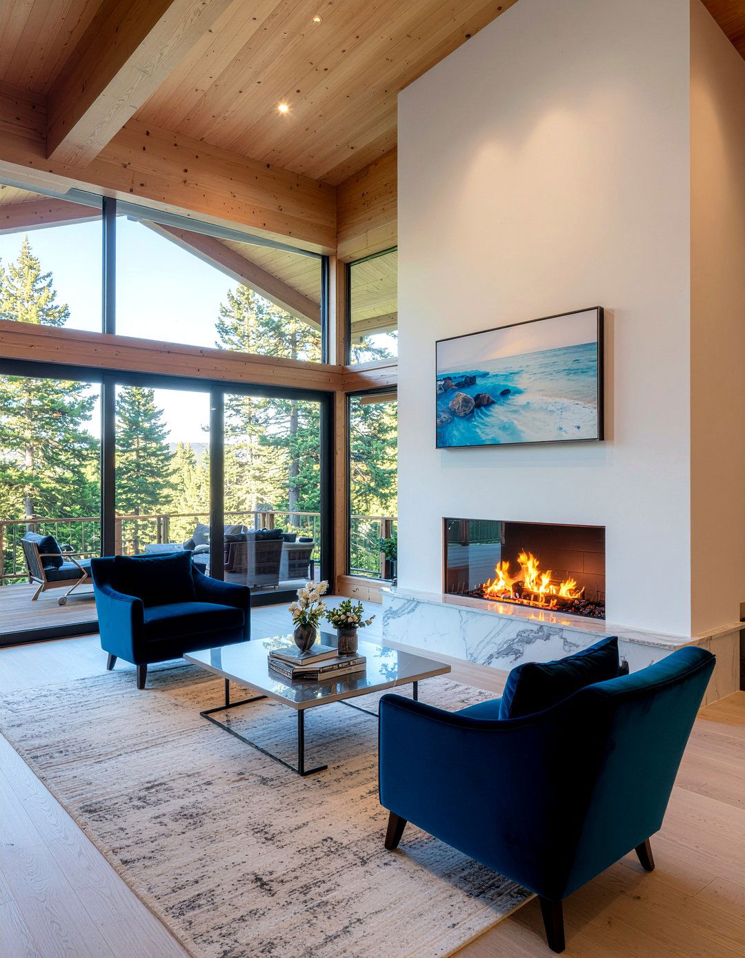 Luxury A frame living room cabin - 30 living room A-frame ideas