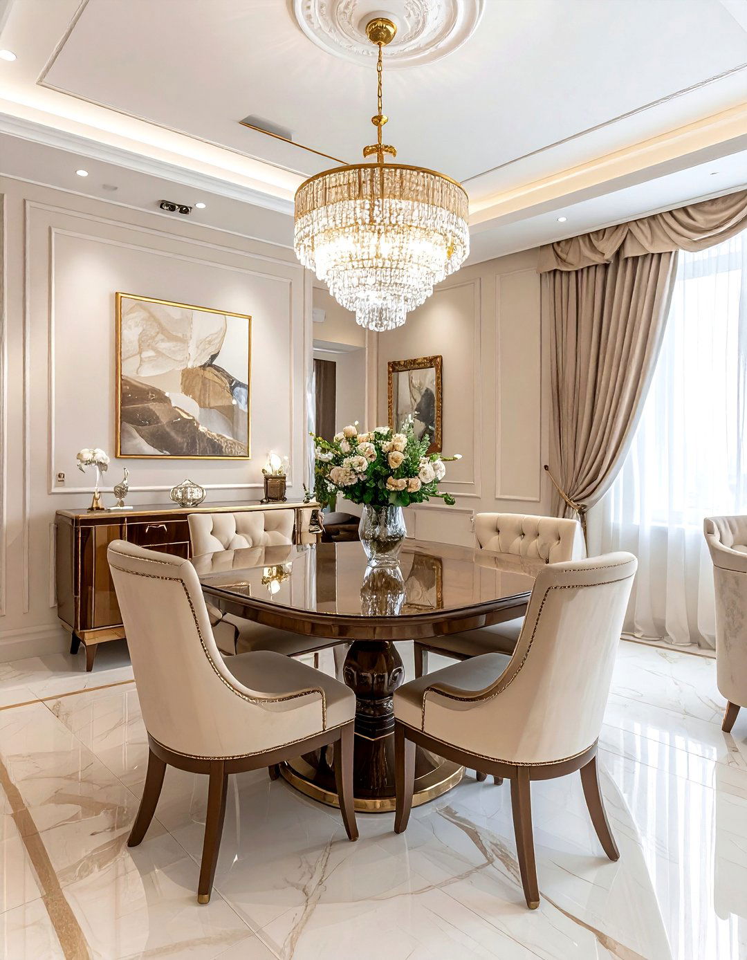 Luxury Beige Dining Interior - 30 beige dining room furniture ideas