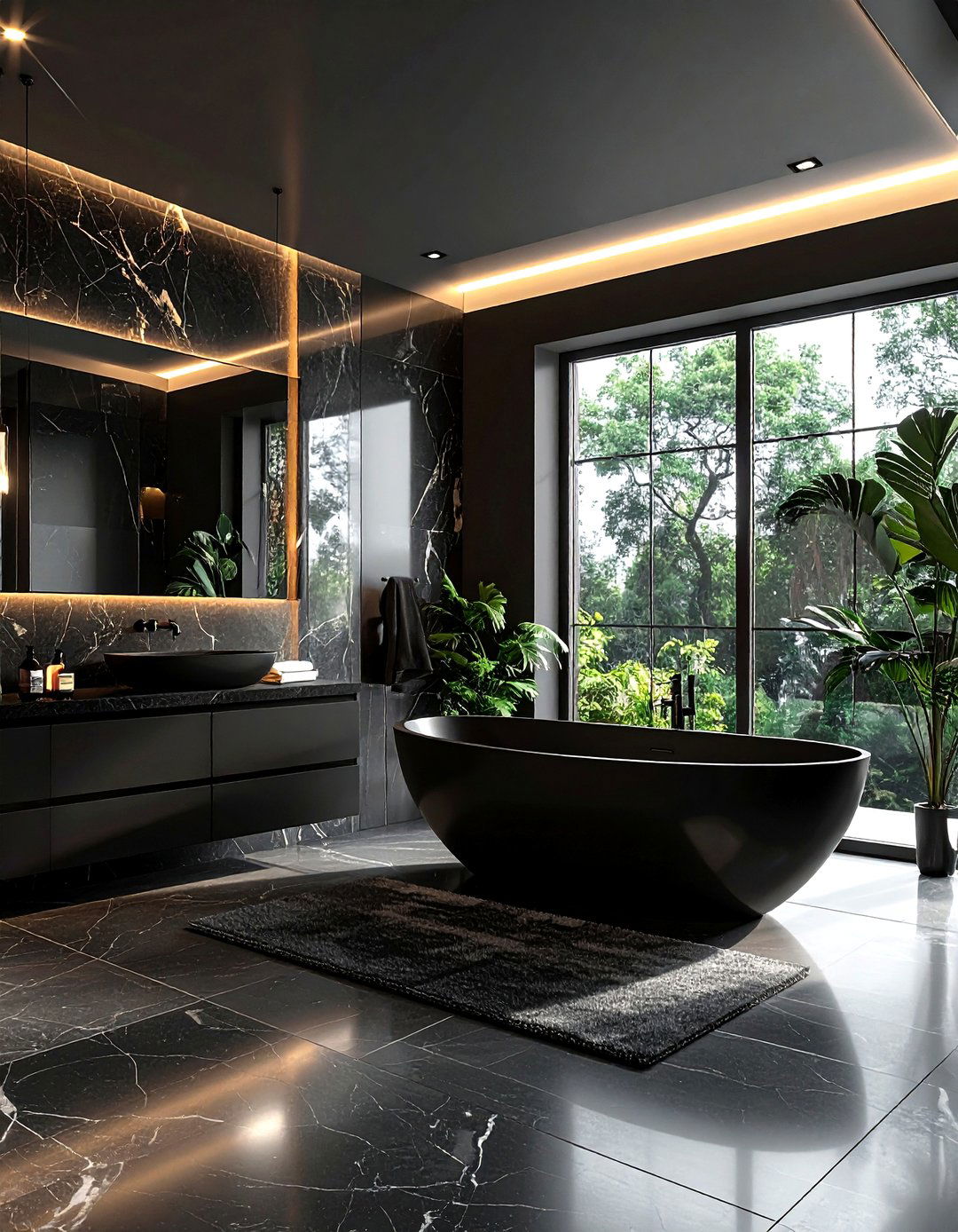 Luxury Black Bathroom - 30 dark black bathroom ideas