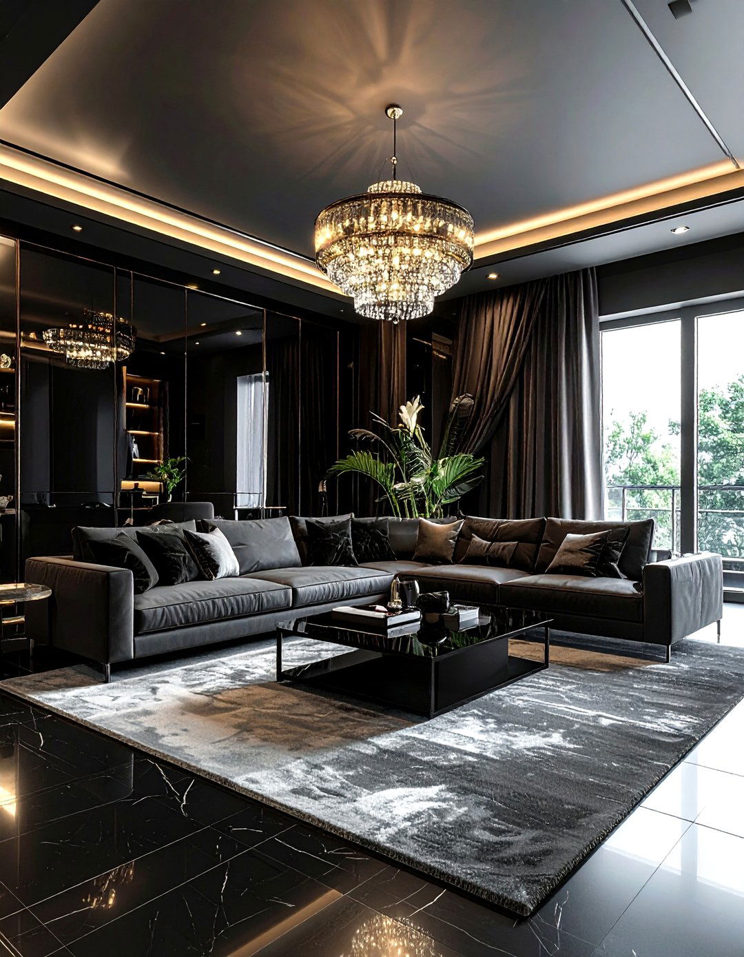 Luxury Black Interior - 30 dark black living room ideas