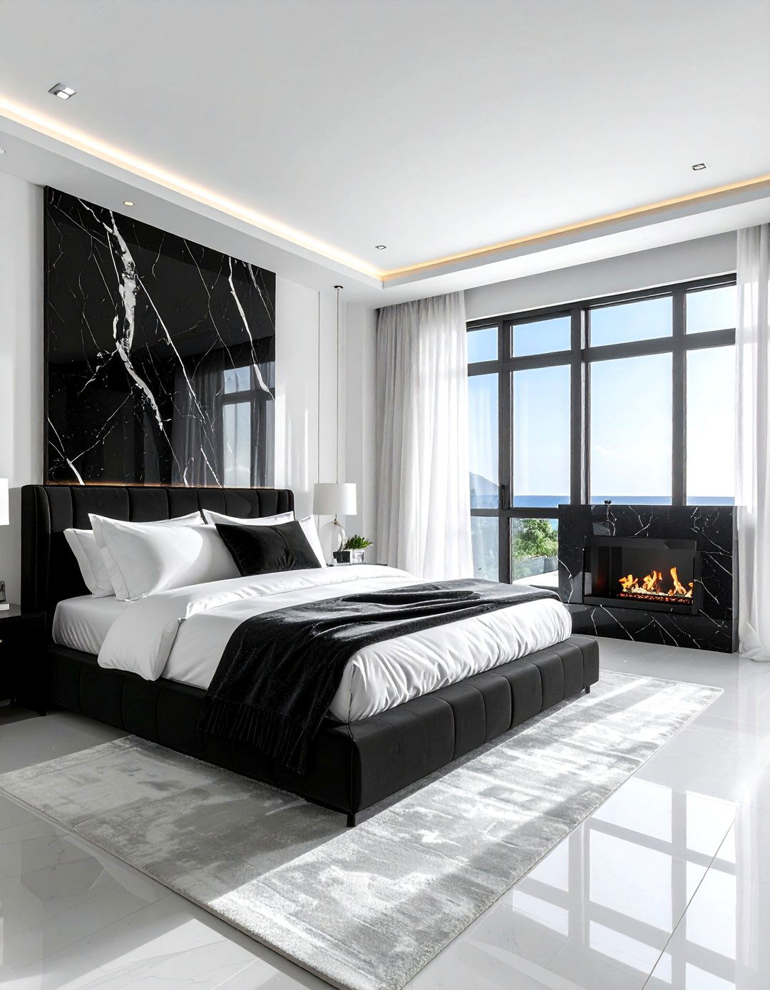 Luxury Black Marble Coastal - 30 coastal black bedroom ideas