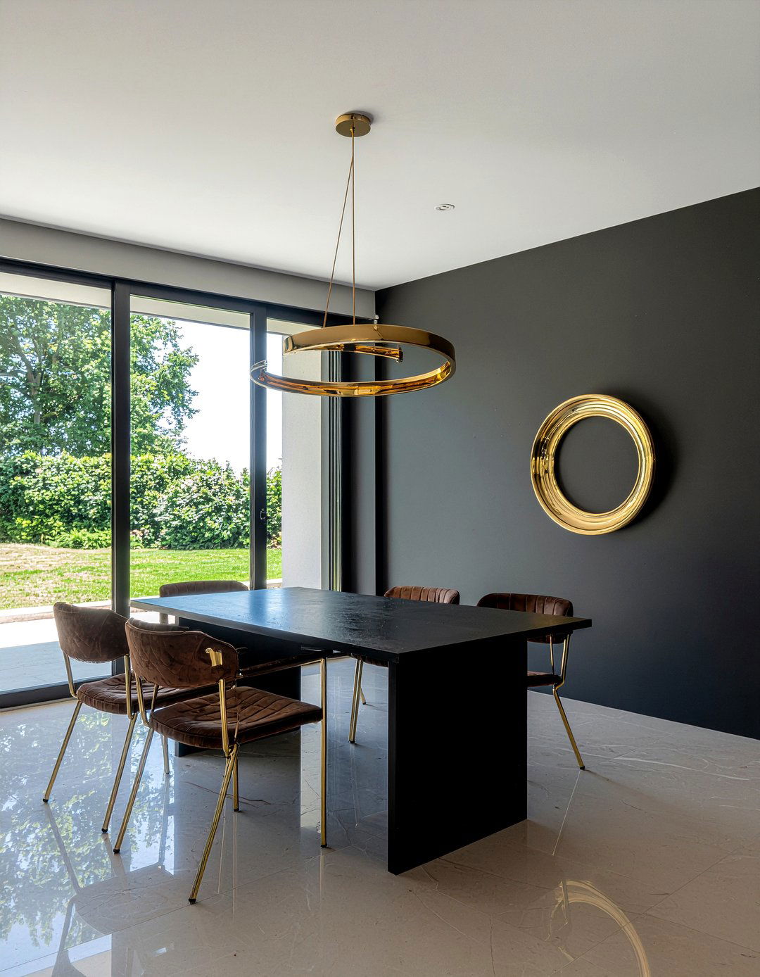 Luxury Gold Accent Dining Room - 30 no rug dining room ideas