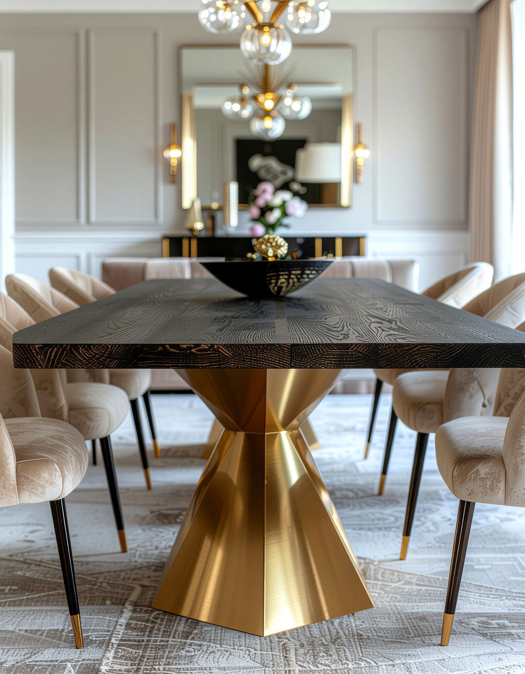 Luxury Gold Base Extendable Table - 30 extendable dining table ideas