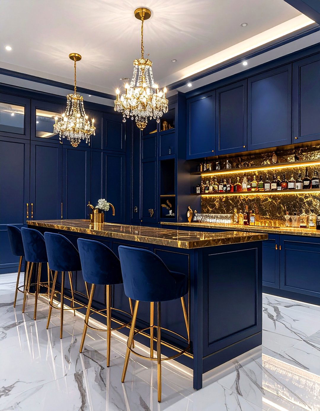 Luxury Gold Dry Bar - 30 dining room dry bar ideas