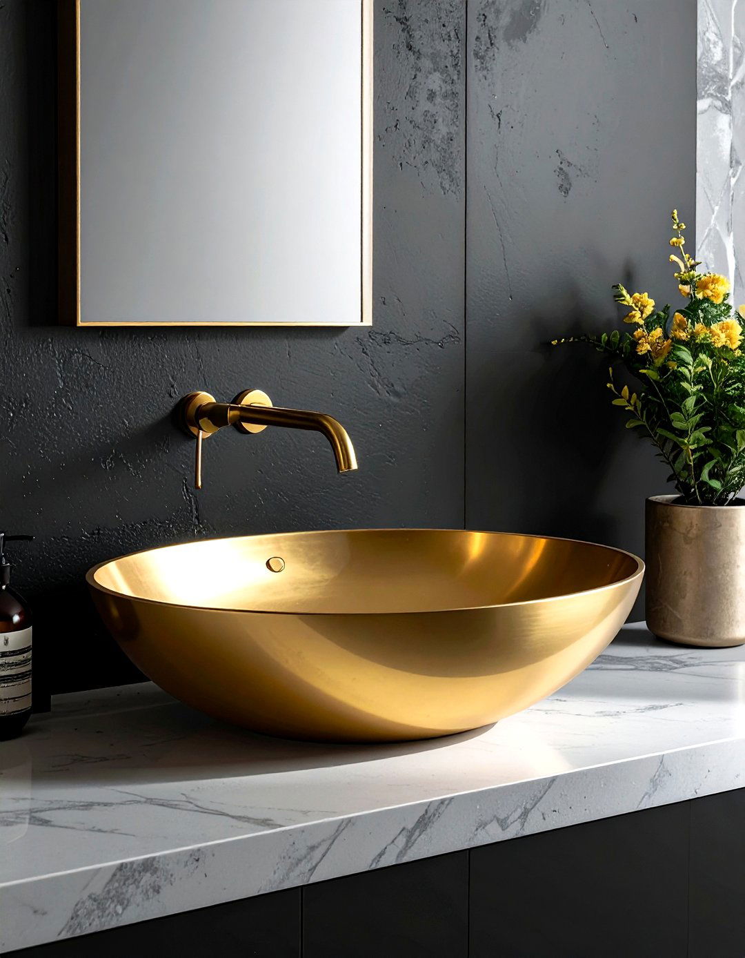 Luxury Gold Floating Sink - 30 wall-mounted sink ideas