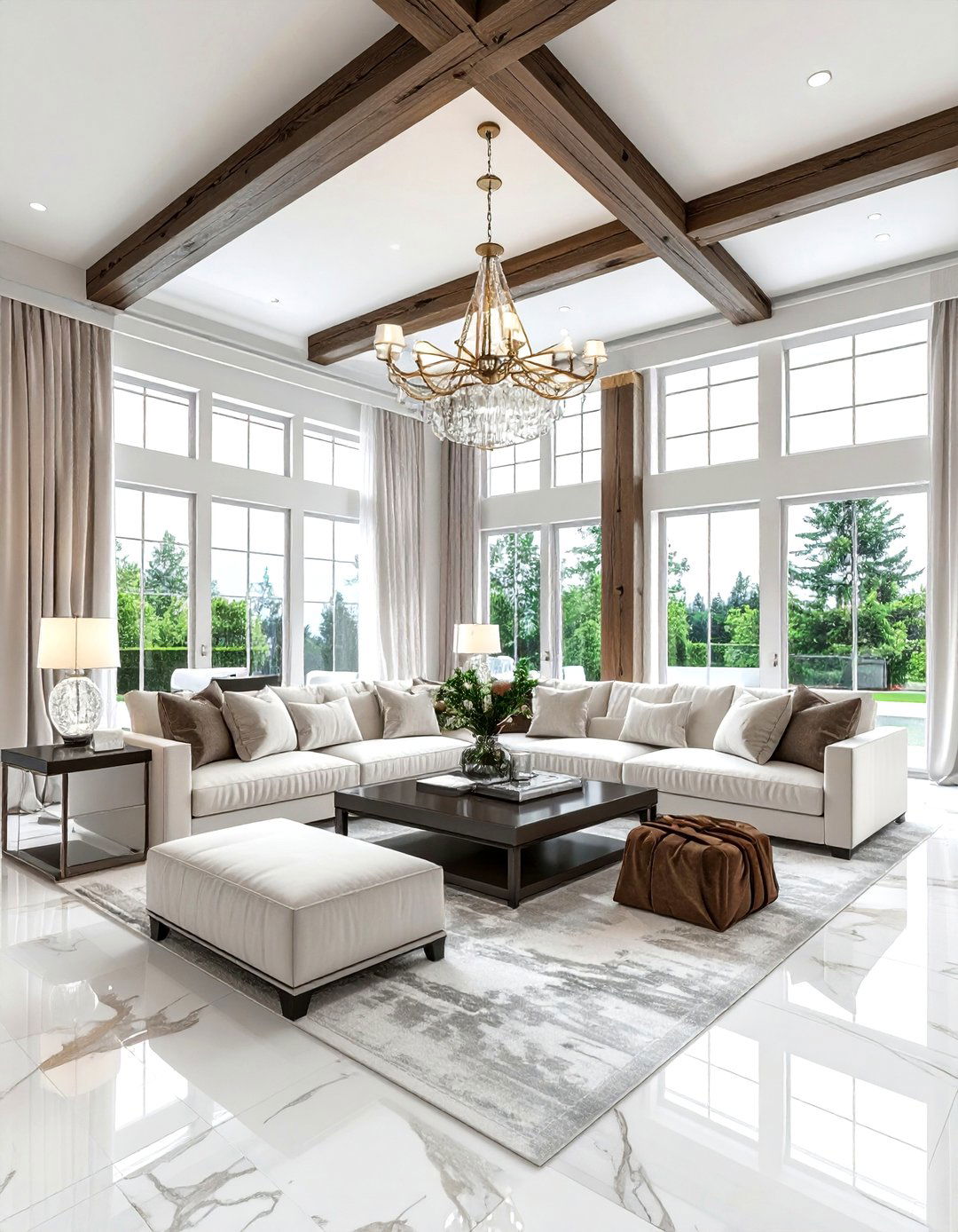 Luxury Living Room Grand Timber Frame - 30 living room post and beam ideas