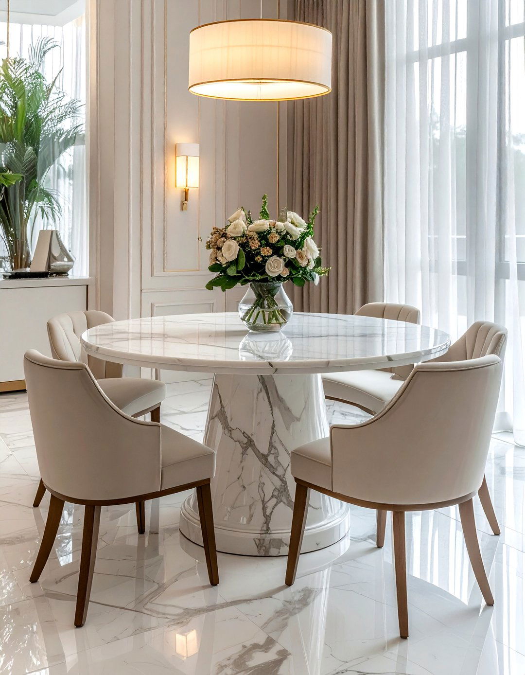 Luxury Marble Pedestal Table - 30 pedestal dining table ideas